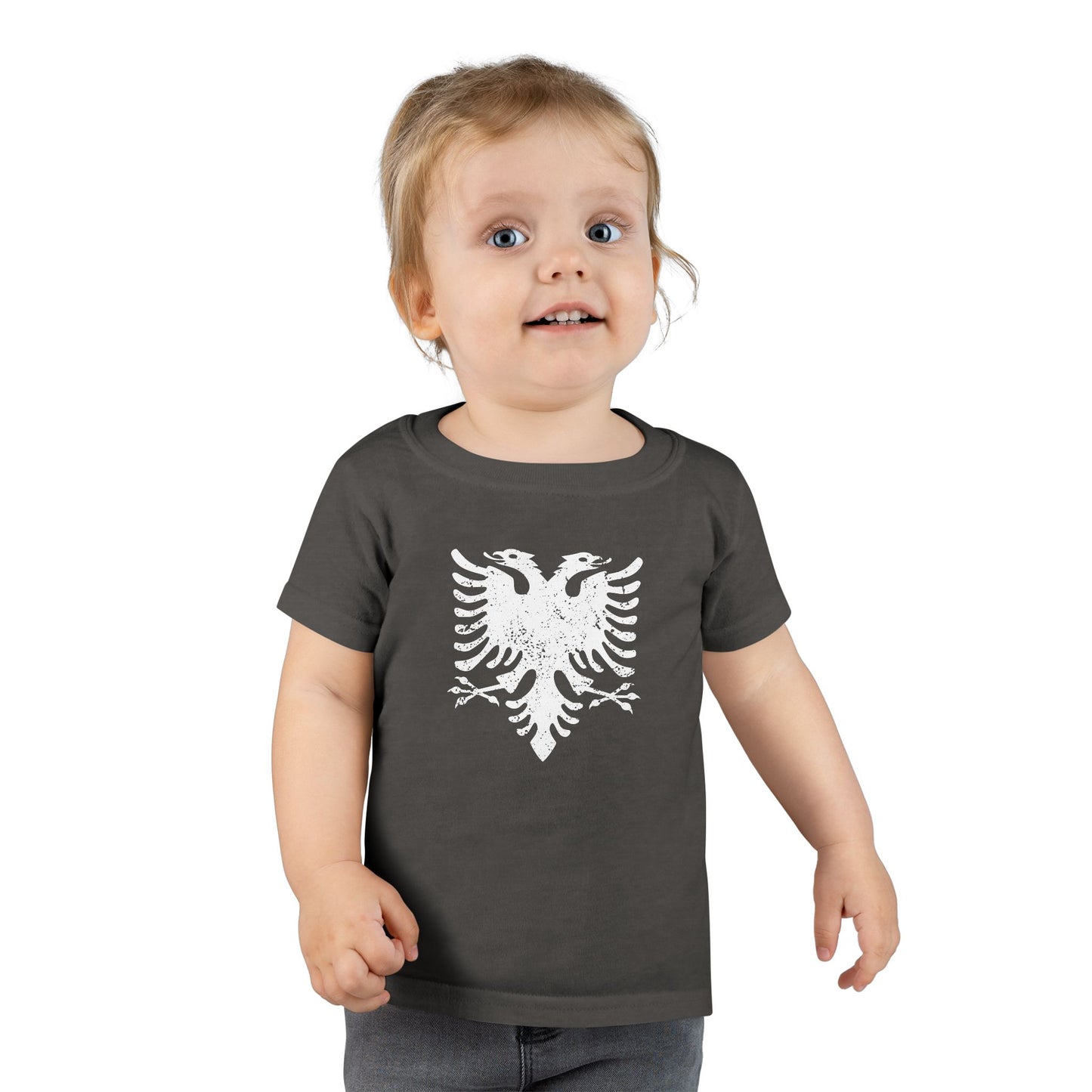 Toddler White Eagle Graphic Tee – Soft Cotton Shirt | Distressed Eagle Design for Boys & Girls, Heritage-Inspired Kidswear