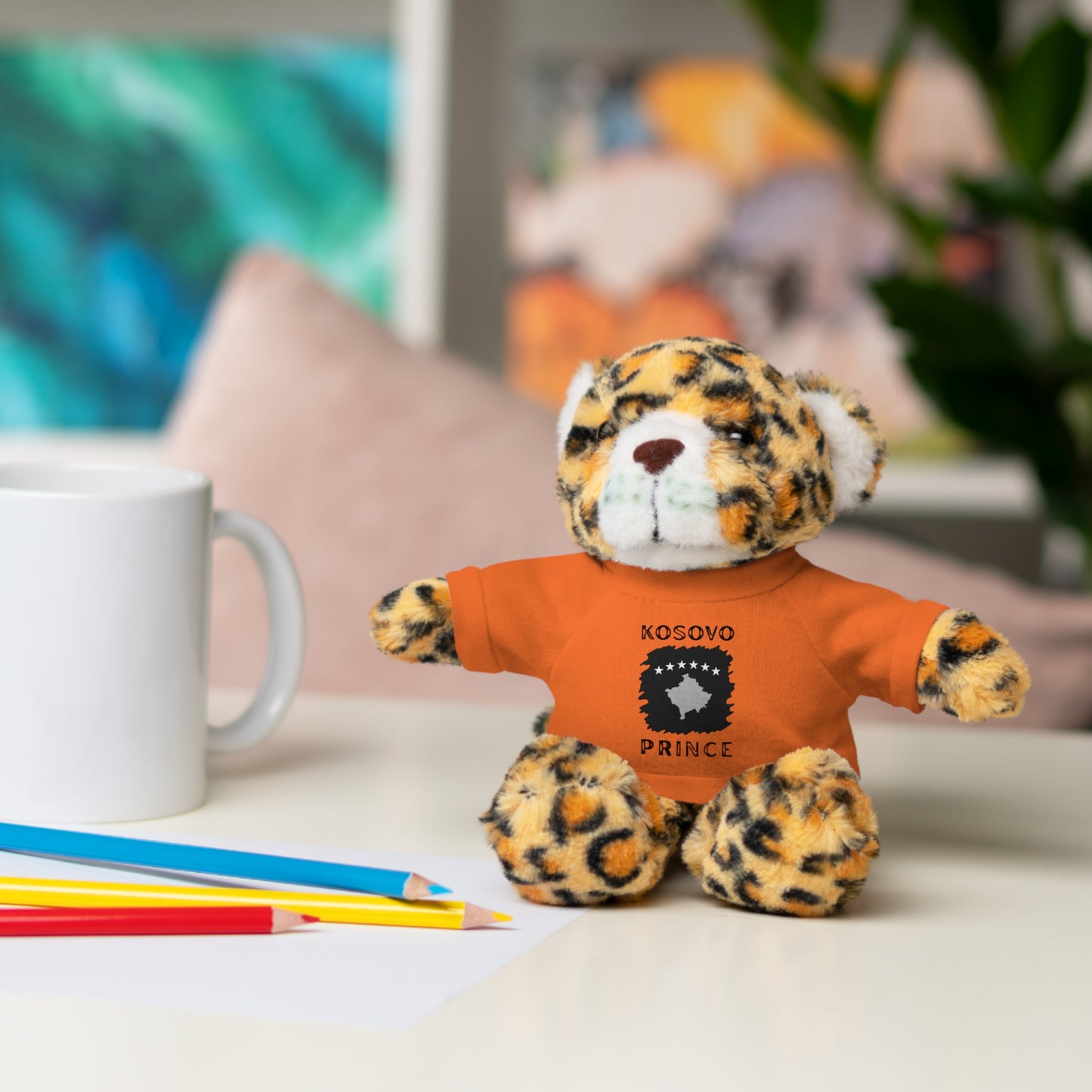 Kosovo Prince | 8" Plush Jaguar with Personalized Tee – Bold & Soft Gift for Boys & Toddlers