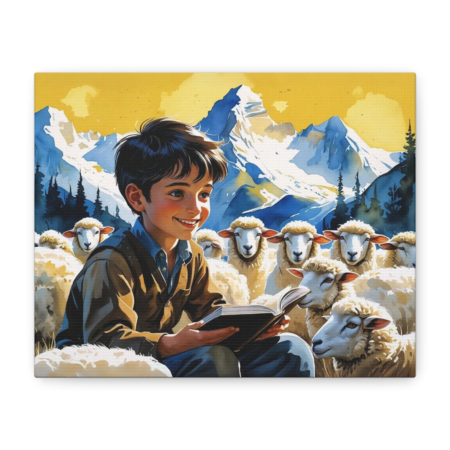 Labeat in the Shar Mountains – Watercolor Style Portrait of an Albanian Shepherd Boy in Kosovo’s Colors