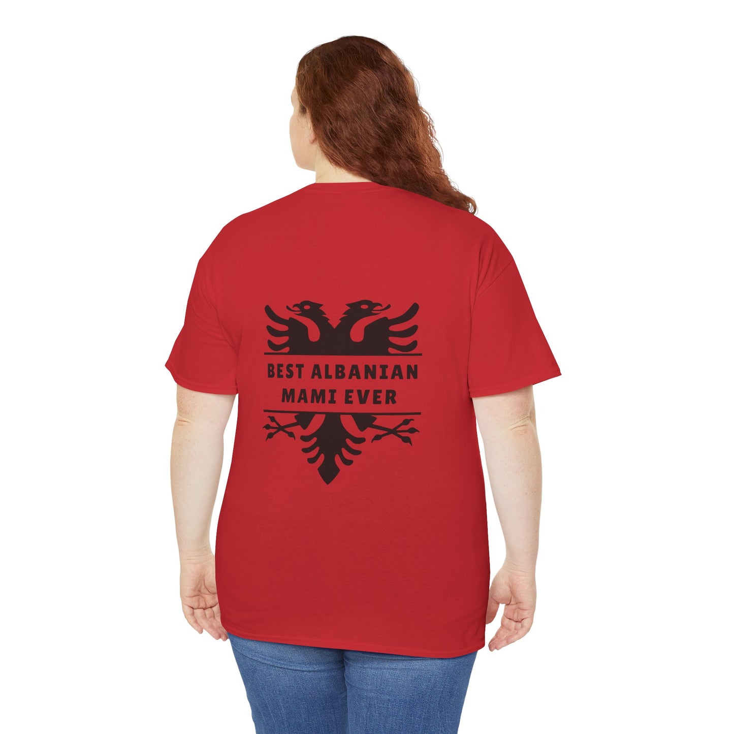 Best Albanian Mami Ever – Stylish Back Design Tee Unisex Heavy Cotton T-Shirt | Albanian Pride Apparel | Mother’s Day Gift, Birthday, or Everyday Wear