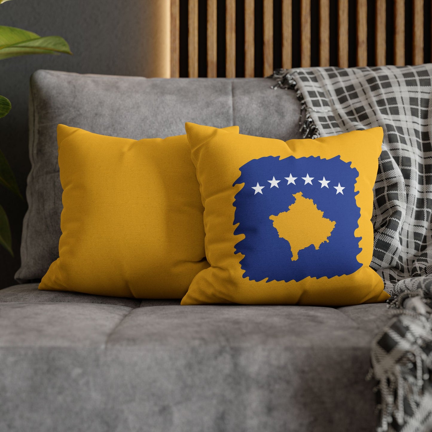 Kosovo Flag Pillowcase – Yellow & Blue Decorative Cushion Cover for Home, Gift, or Travel Souvenir, Independence Day Decoration