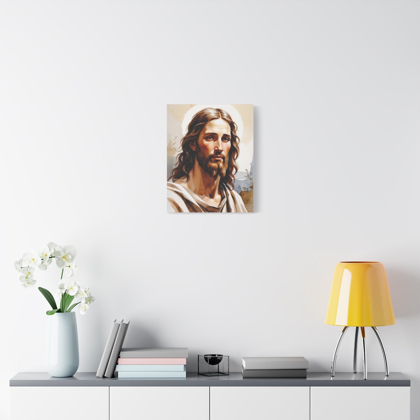 Jesus Christ "Jezu Krishti" – Print on Canvas (Rustic Watercolor Design)