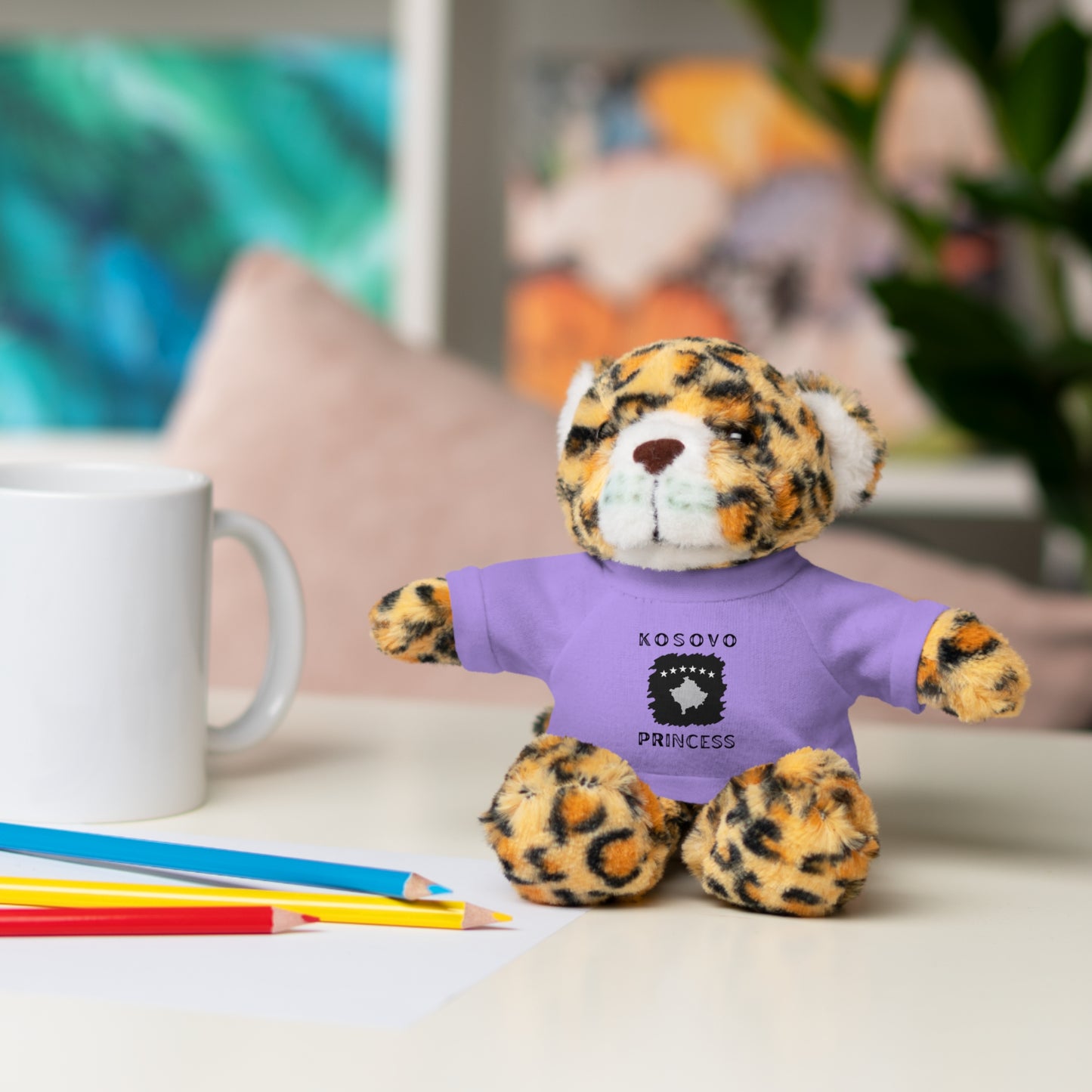 Kosovo Princess | 8" Plush Jaguar with Personalized Tee – Fierce & Cuddly Gift for Kids & Toddlers