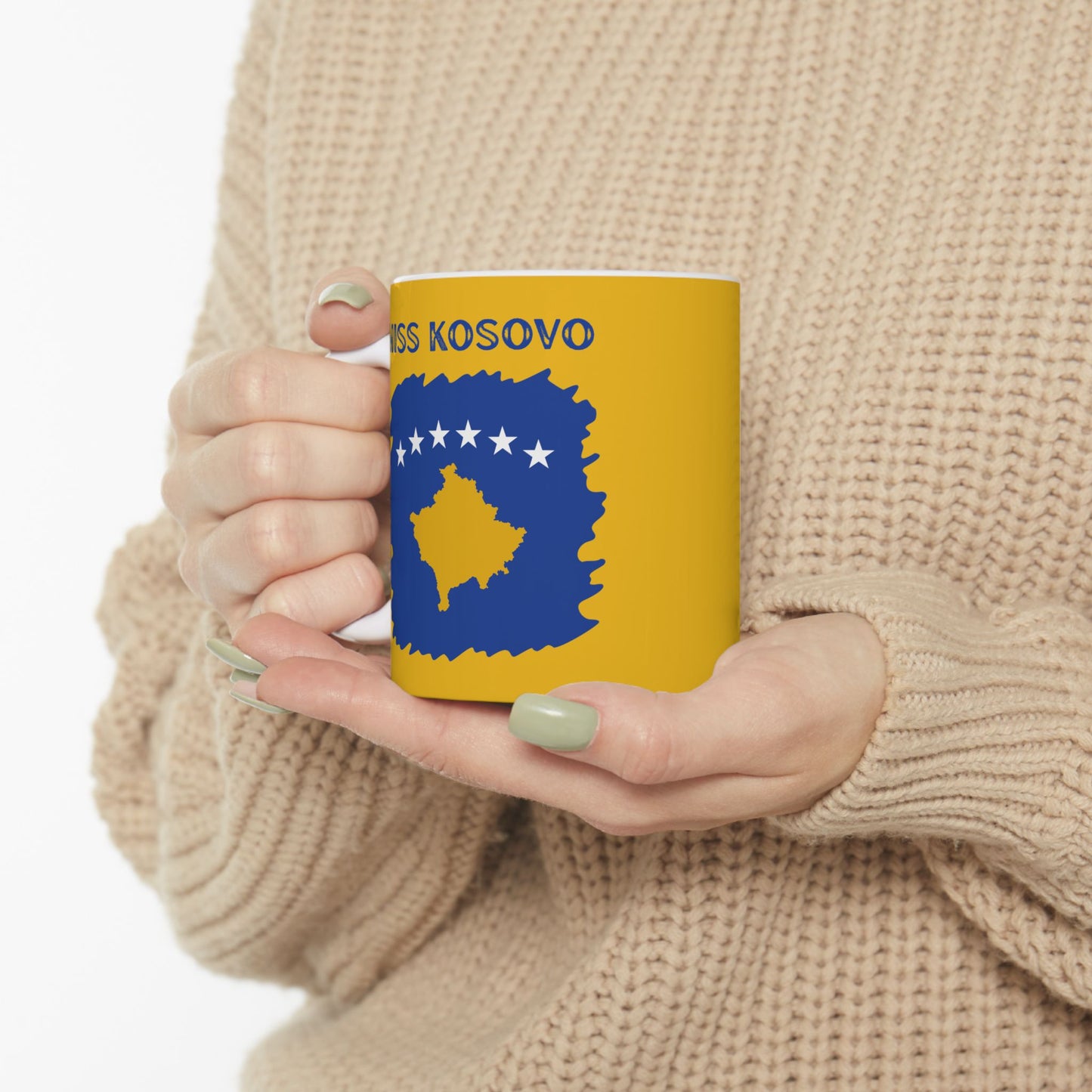 Miss Kosovo Flag Ceramic Mug – Unique 11oz Coffee Cup for Patriots | Perfect Holiday Gift & Home Decor
