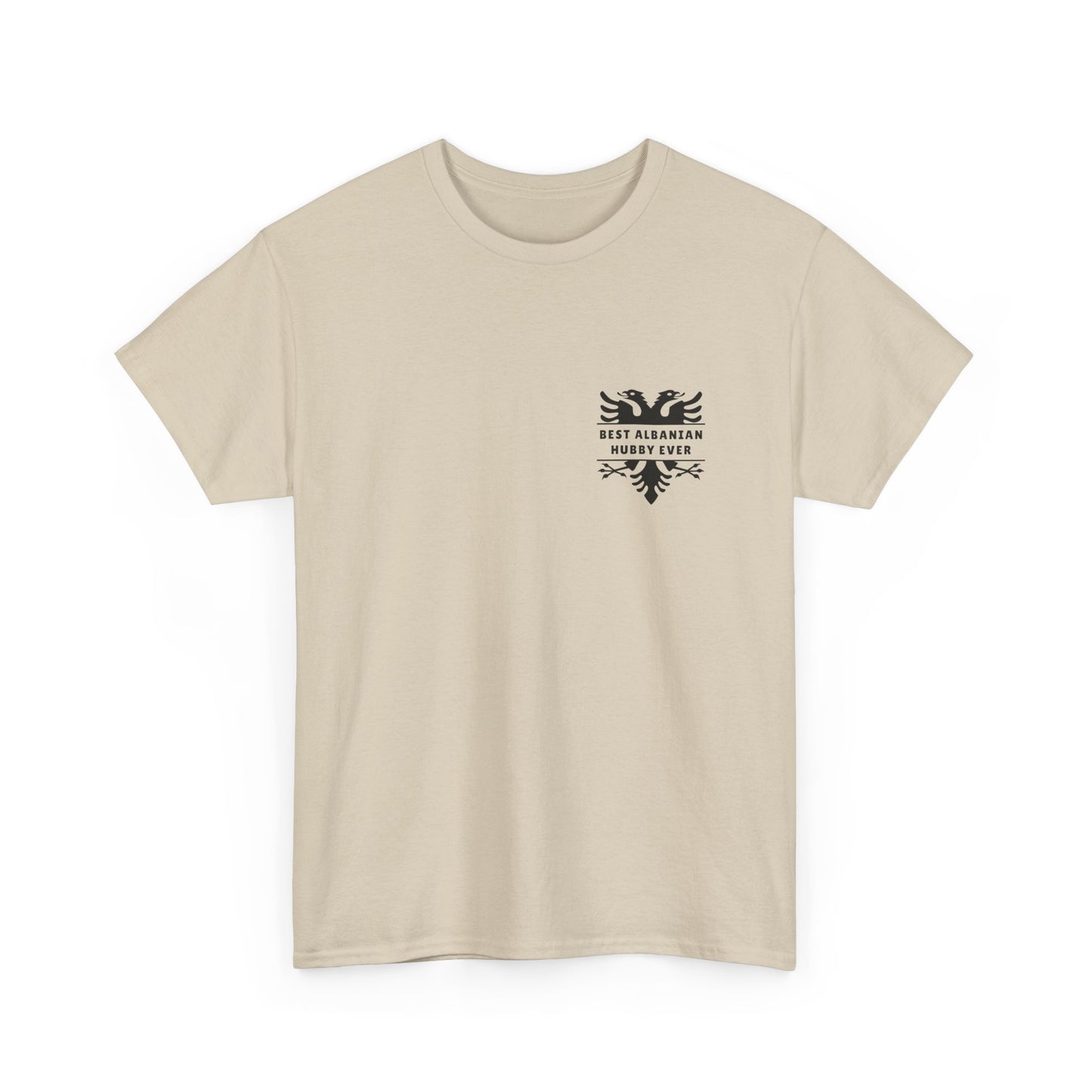 Best Albanian Hubby Ever – Heavy Cotton T-Shirt Dual-Sided Design | Bold Albanian Eagle on Back | Gift for Husbands | Patriotic Apparel