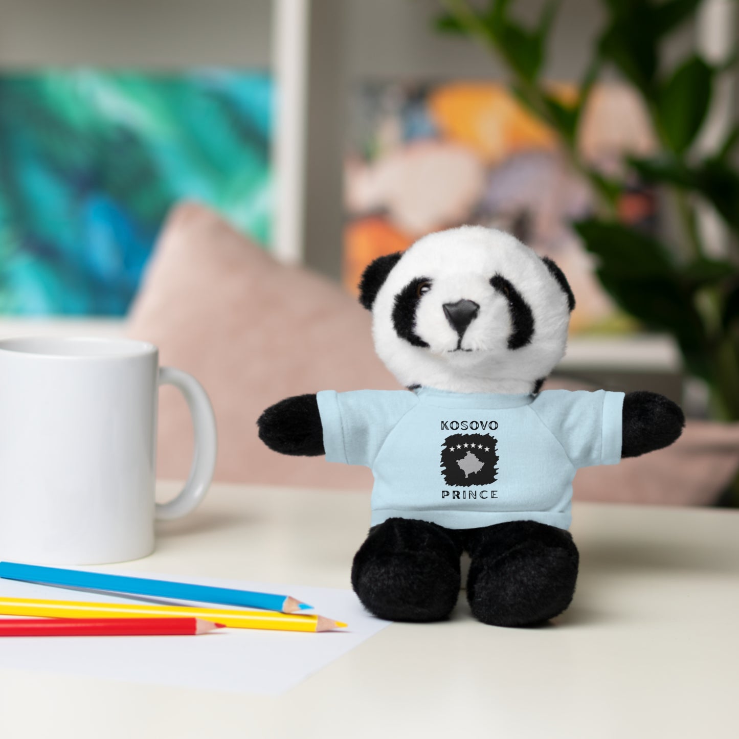 Kosovo Prince | 8" Plush Panda with Personalized Tee – Sweet & Snuggly Gift for Boys & Toddlers