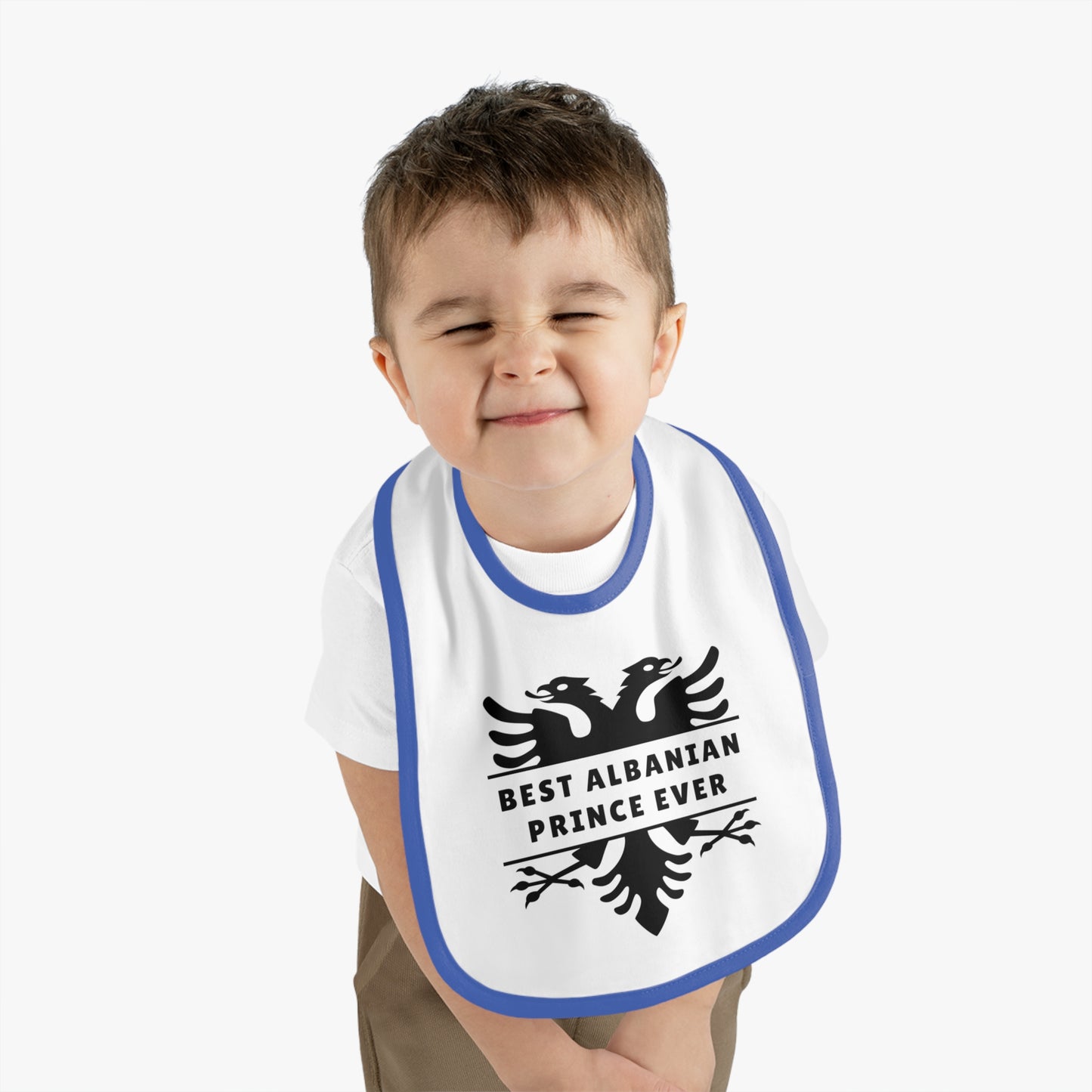 Best Albanian Prince Ever Baby Bib | Soft Contrast Trim Bib – Cute Gift for Newborns, Baby Showers & More