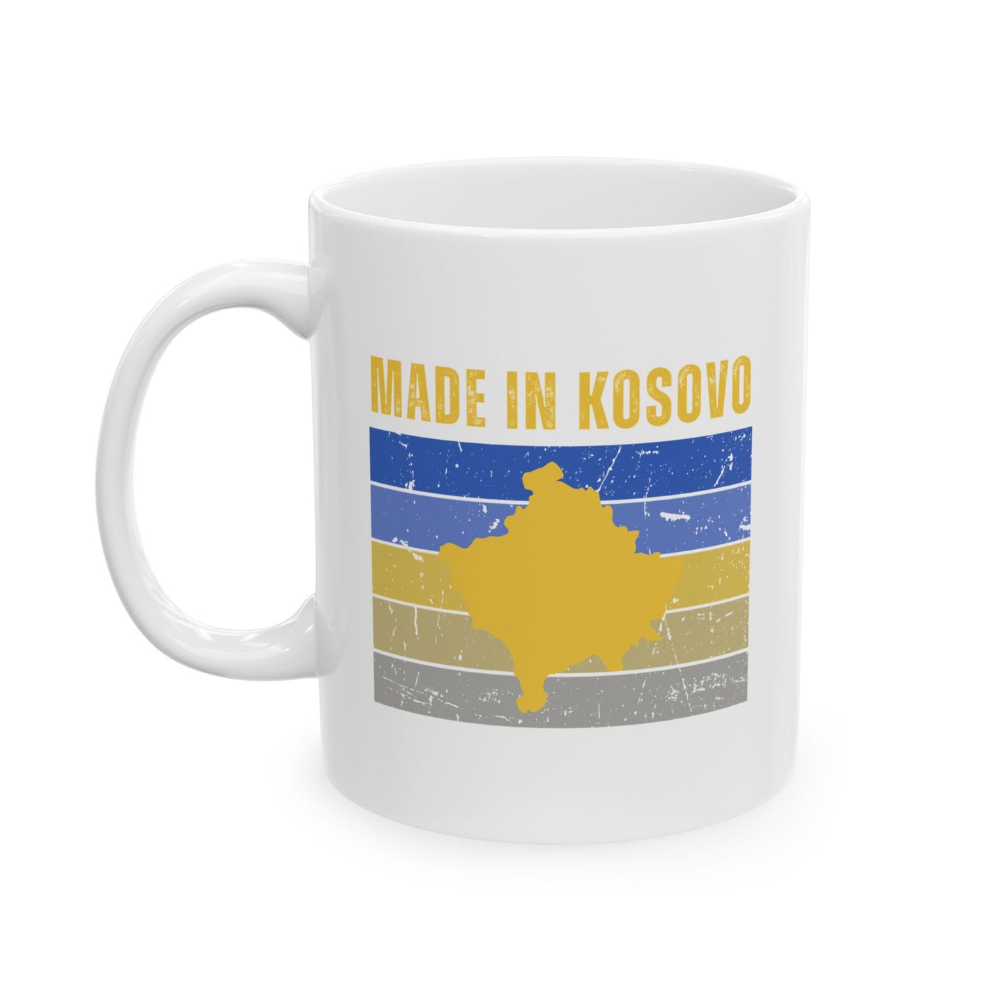 Made in Kosovo – Ceramic Mug (11 oz) Patriotic Coffee Cup | Kosovo Flag-Inspired Gift | Daily Reminder of Home