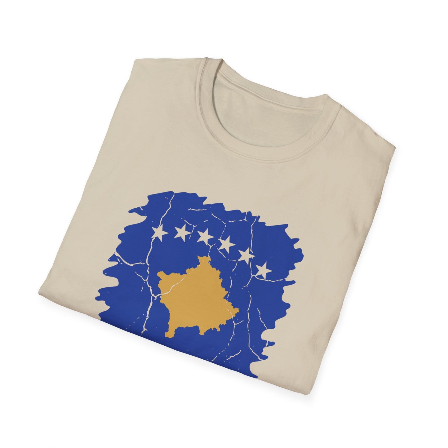 Distressed Kosovo Flag Map T-Shirt – Unisex Softstyle National Pride Tee