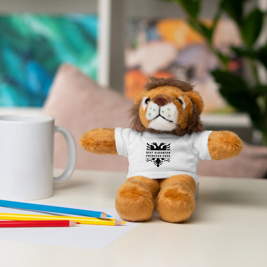 Best Albanian Princess Ever| Personalized 8" Plush Lion with Custom Tee | Cute Gift for Kids
