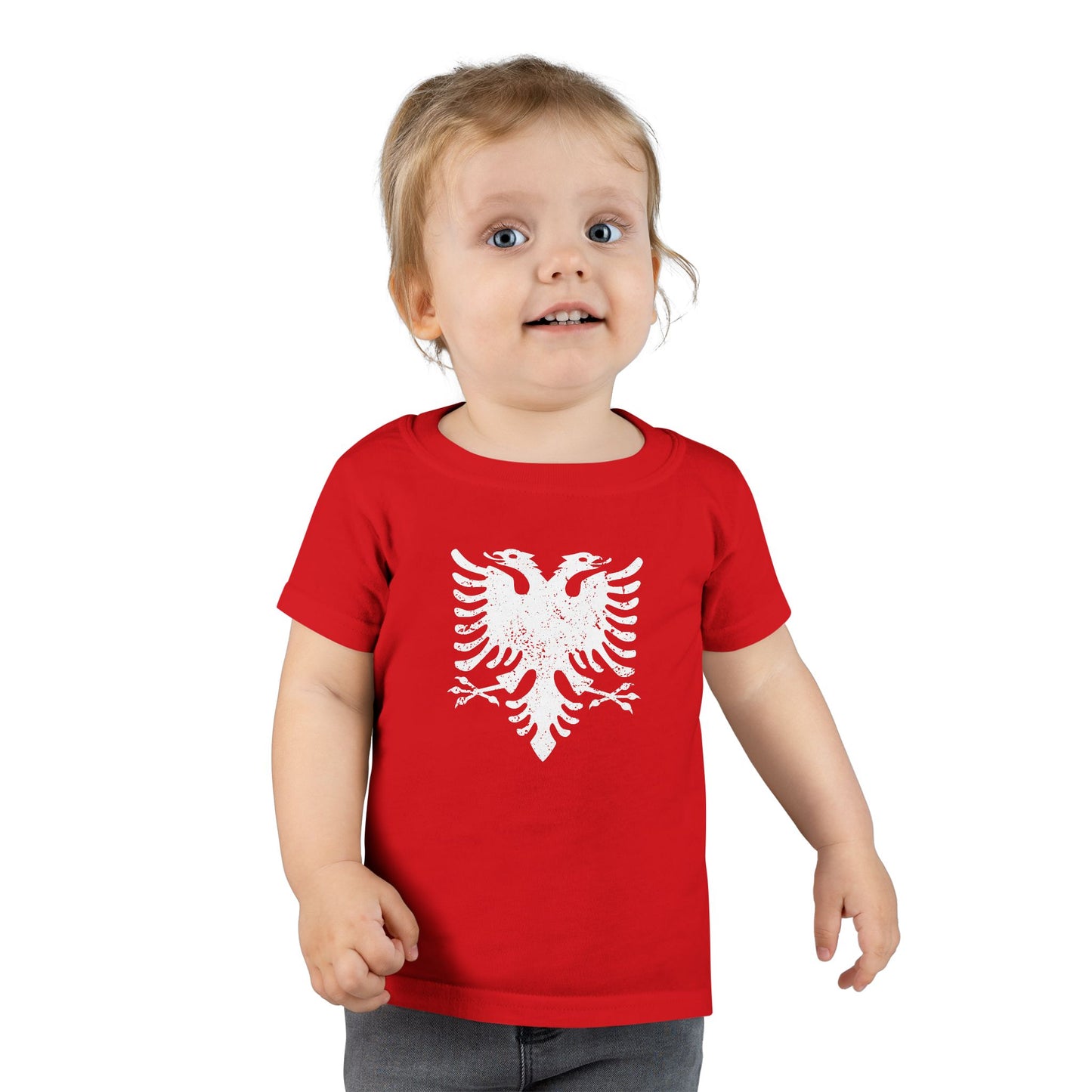 Toddler White Eagle Graphic Tee – Soft Cotton Shirt | Distressed Eagle Design for Boys & Girls, Heritage-Inspired Kidswear