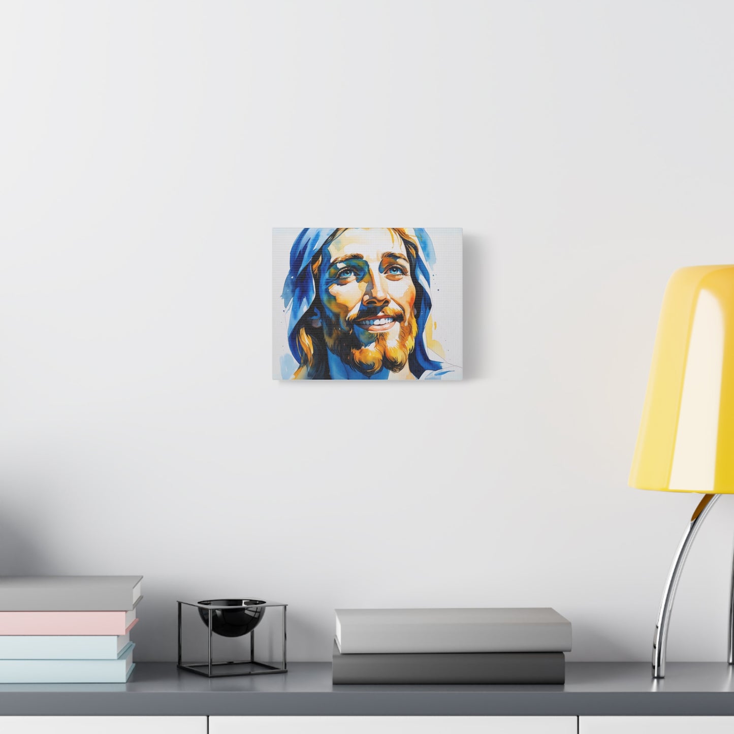 Joyful Light: Jesus Christ in Kosovo’s Colors – Watercolor Style Portrait Matte Canvas Wall Art