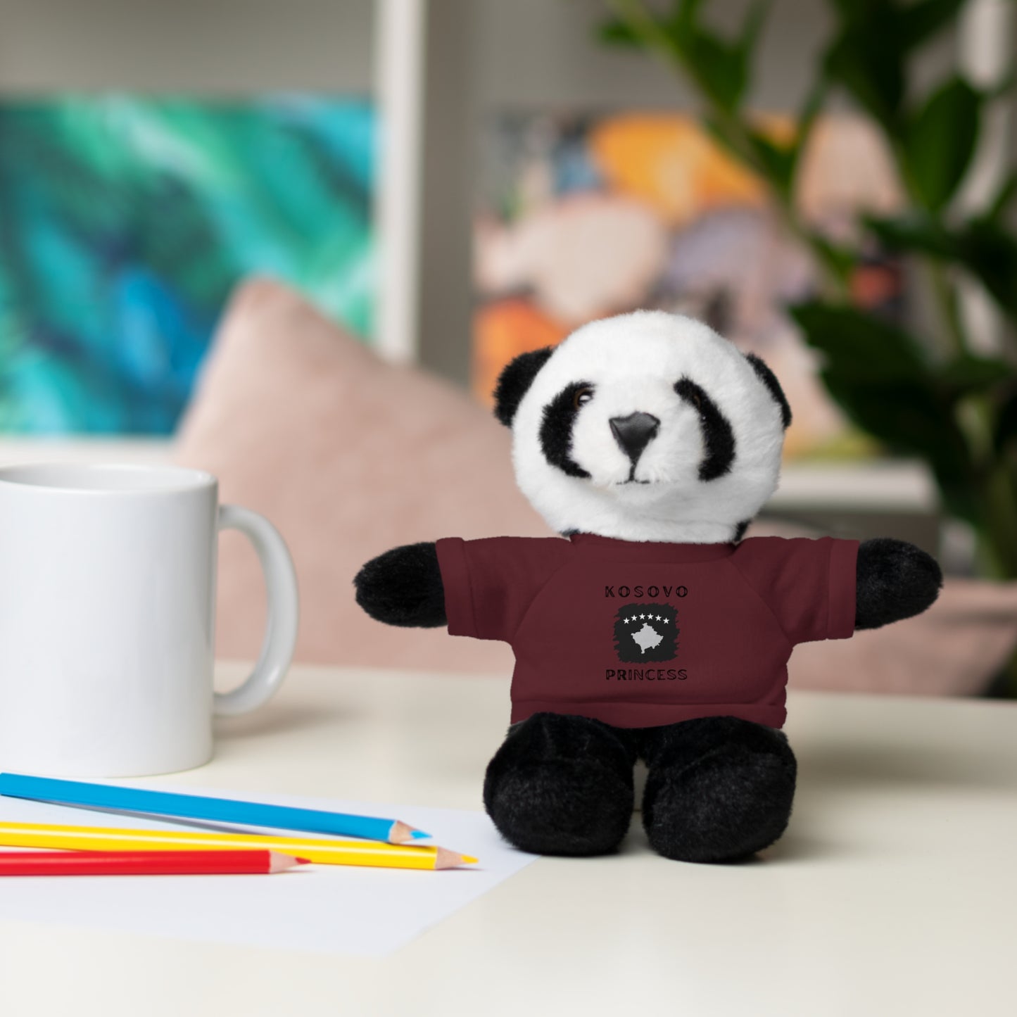 Kosovo Princess | 8" Plush Panda with Personalized Tee – Cute & Cuddly Gift for Kids & Toddlers