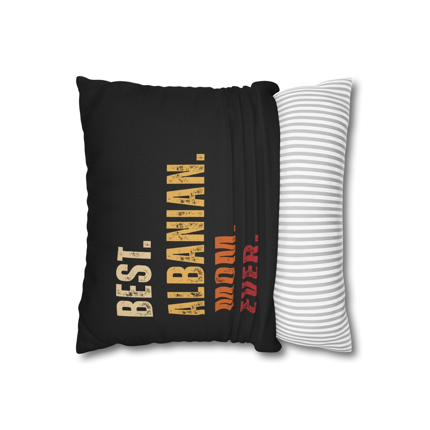 Best Albanian Mom Ever Throw Pillowcase – Grunge Typography on Black, Stylish Gift for Mother's Day, Mom Accent Decor