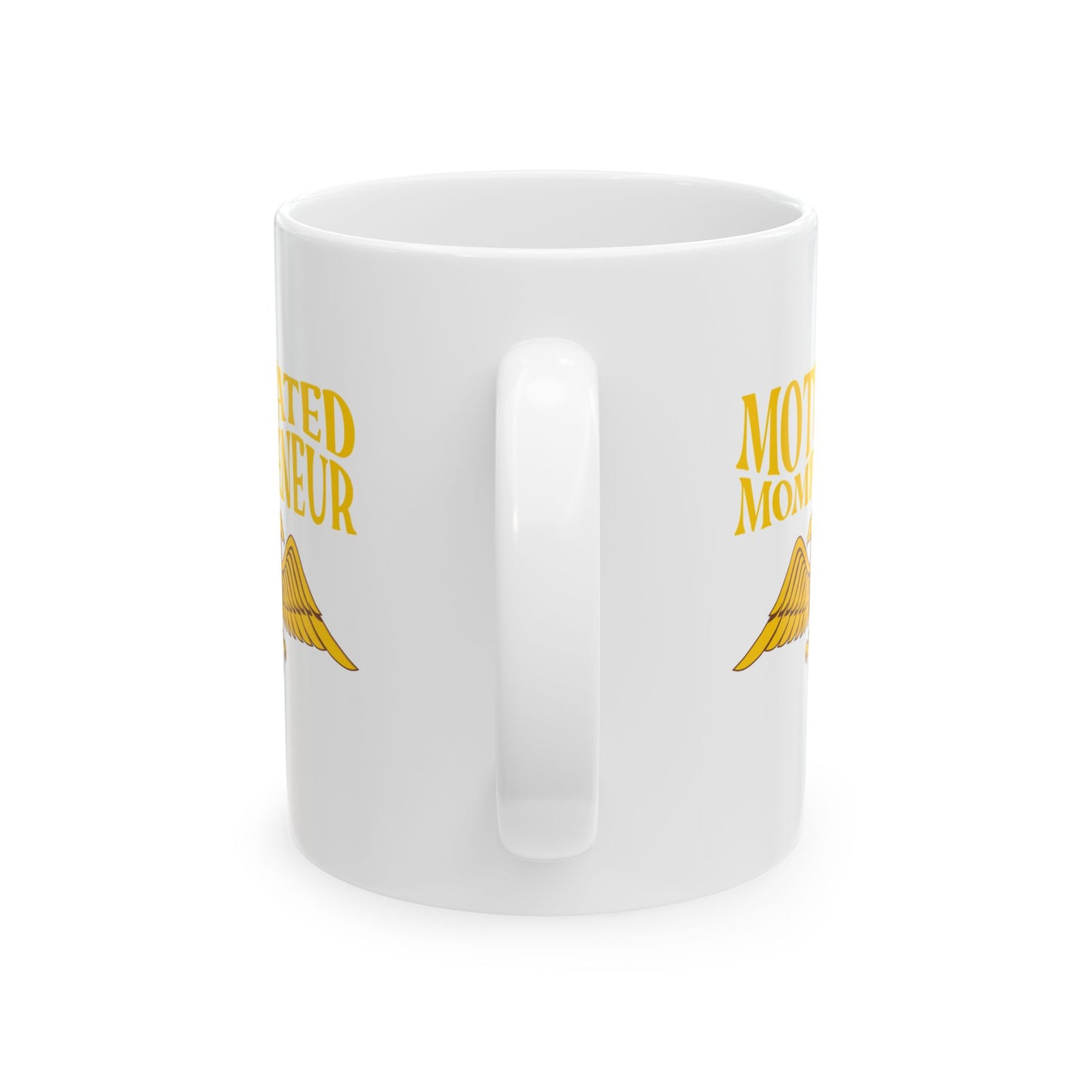 Motivated Mompreneur Ceramic Mug – 11 oz White Mug with Golden Eagle Design