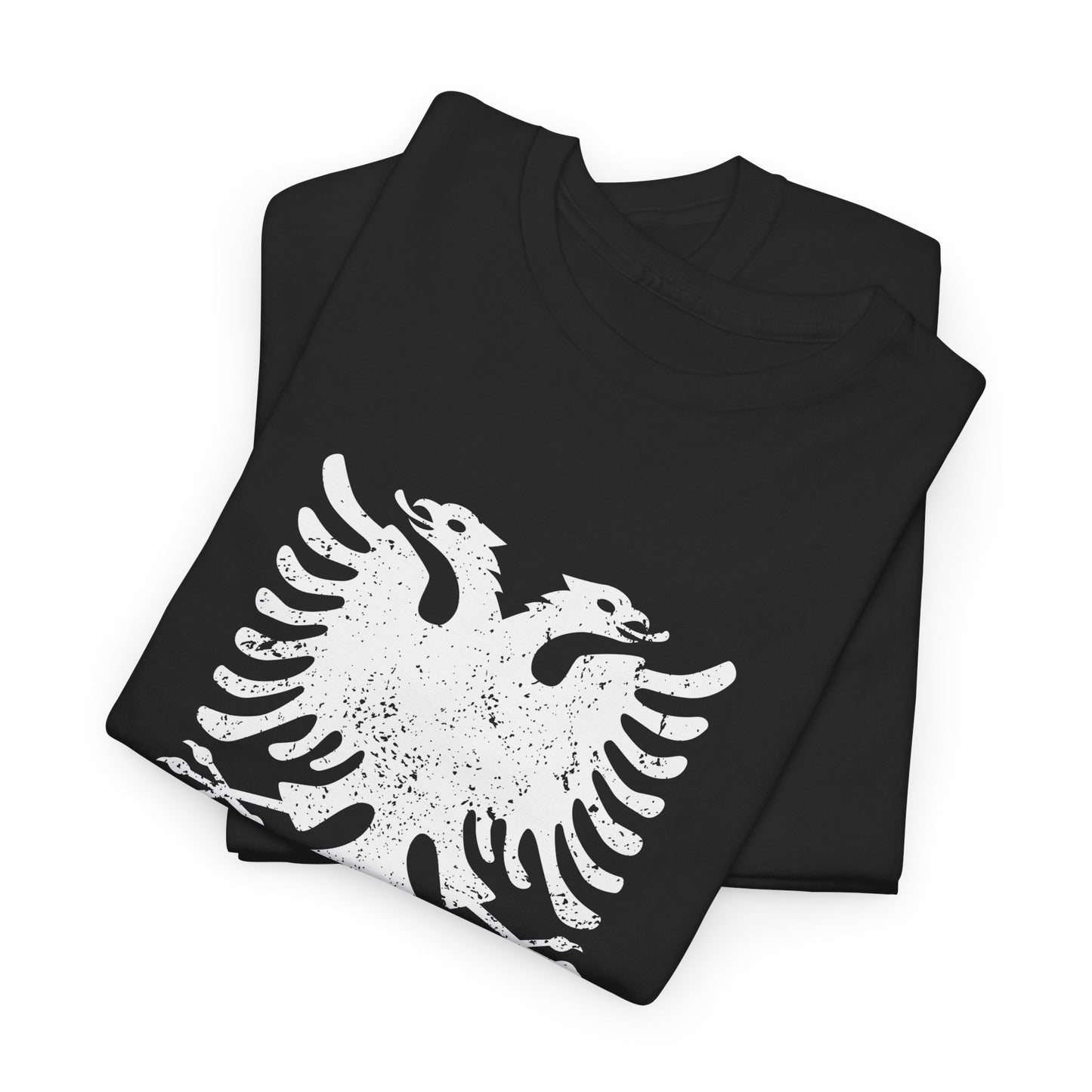 Stylish Unisex Distressed Albanian Eagle Tee – Heavy Cotton T-Shirt | Bold Heritage Wear for Everyday Style, Gifts & Festivals