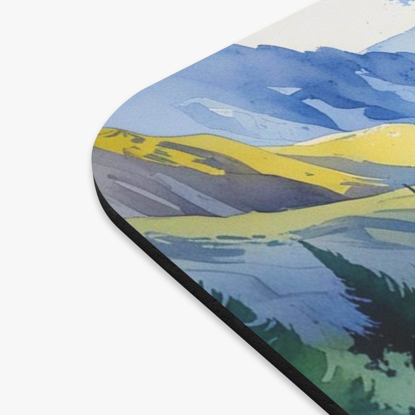 Kosovar Shepherdess Girl Mouse Pad – Reading to Sheep in Yellow & Blue Whimsical Rural Scene | 9"x8" Desk Accessory | Kosovo-Inspired Art Gift