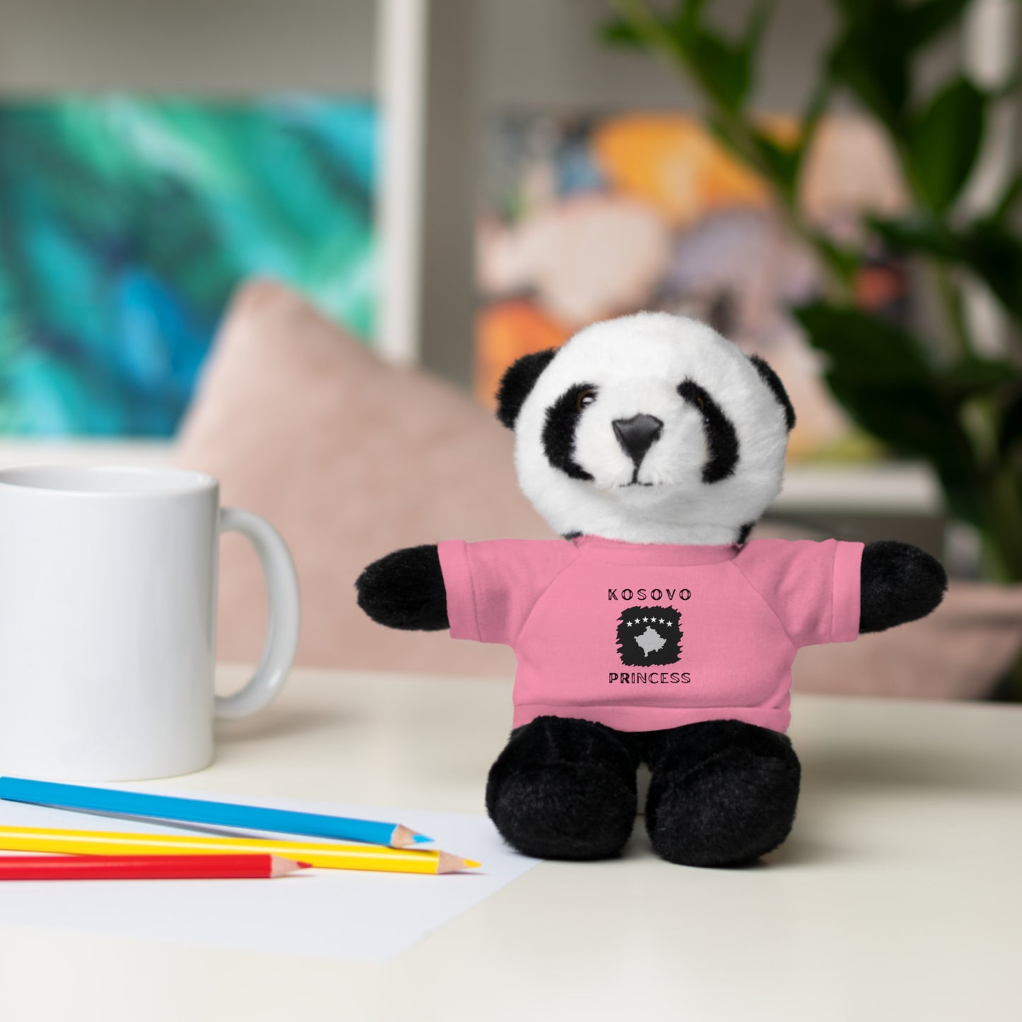 Kosovo Princess | 8" Plush Panda with Personalized Tee – Cute & Cuddly Gift for Kids & Toddlers