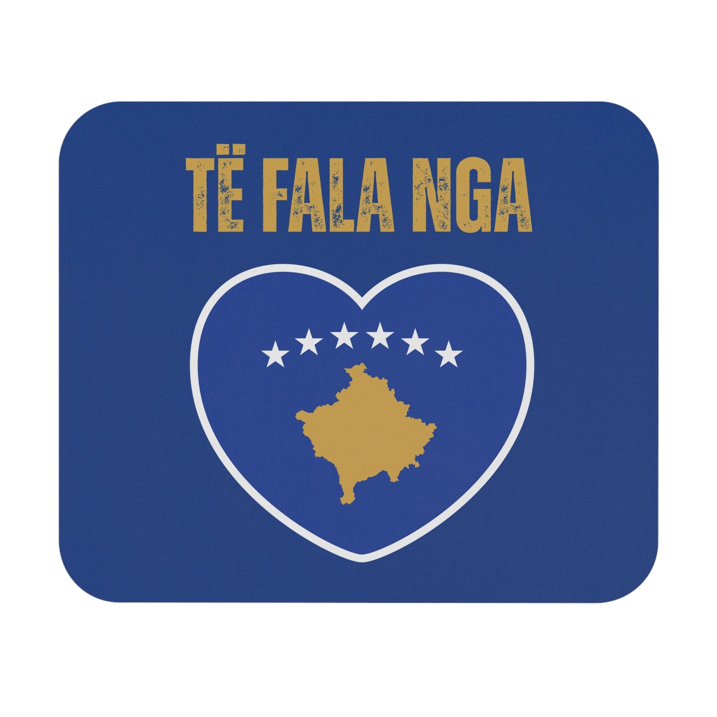 Të Fala Nga Kosova – Greetings from Kosovo Mouse Pad | Bold Blue & Yellow Kosovo Pride Desk Accessory