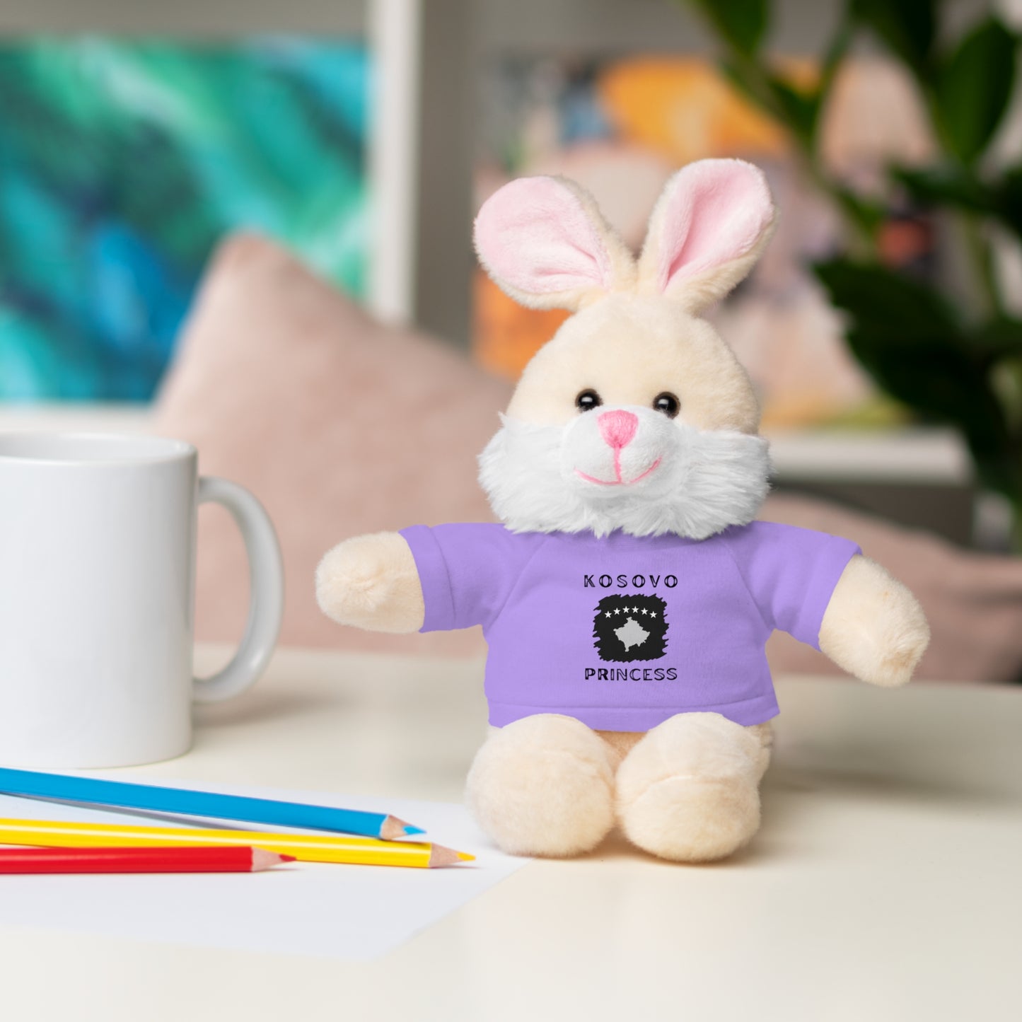 Kosovo Princess | 8" Plush Bunny with Personalized Tee – Cute Stuffed Animal Gift for Kids & Toddlers