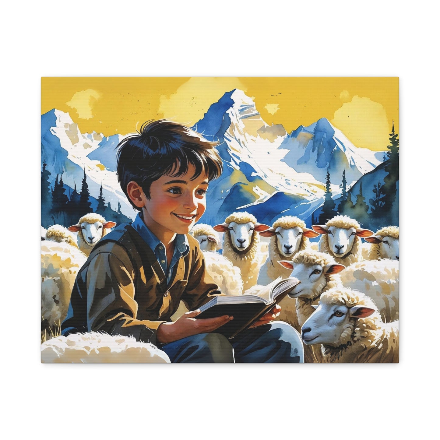 Labeat in the Shar Mountains – Watercolor Style Portrait of an Albanian Shepherd Boy in Kosovo’s Colors