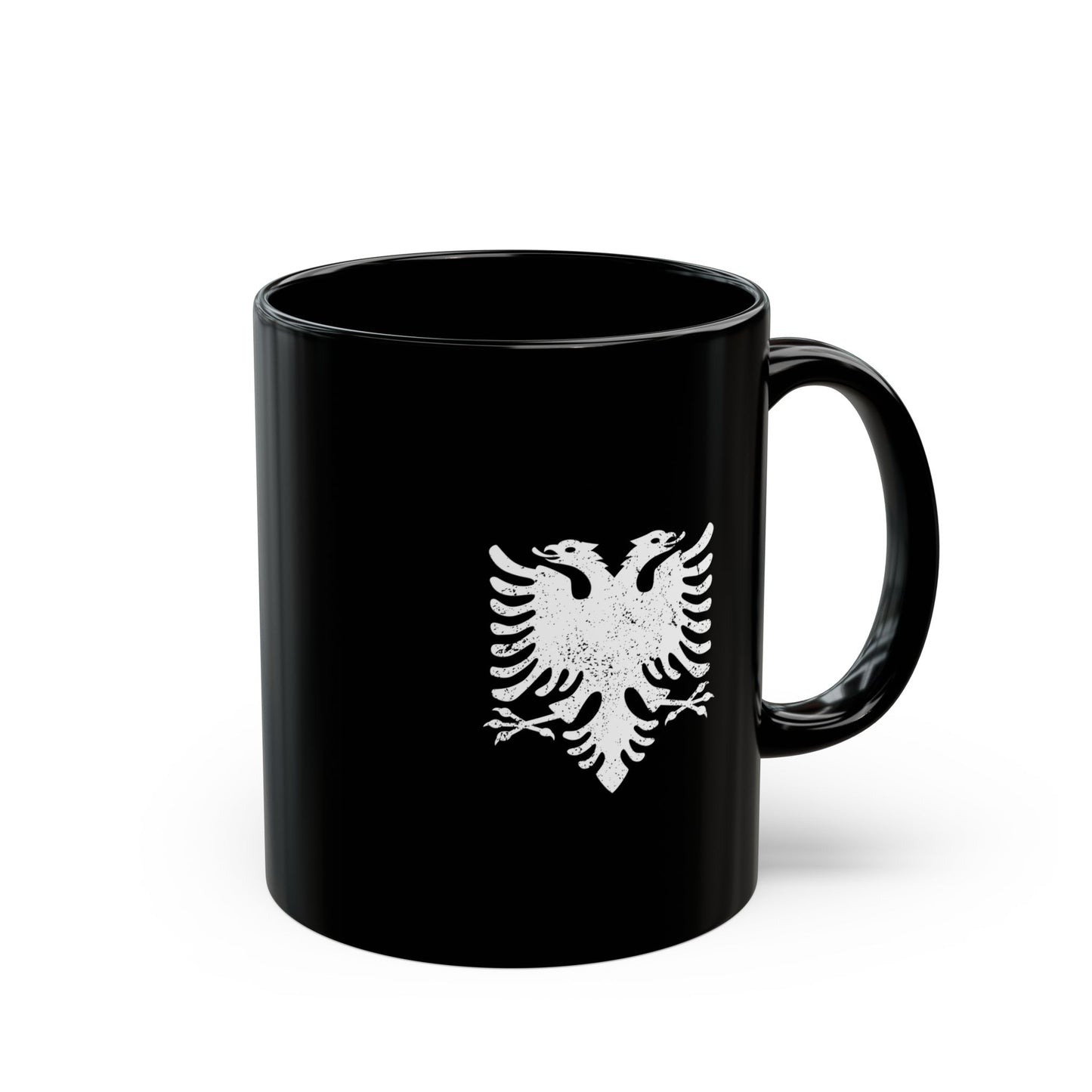 White Eagle on Black Mug – 11oz Albanian Pride Ceramic Cup | Bold Cultural Gift for Coffee Lovers & Heritage Fans