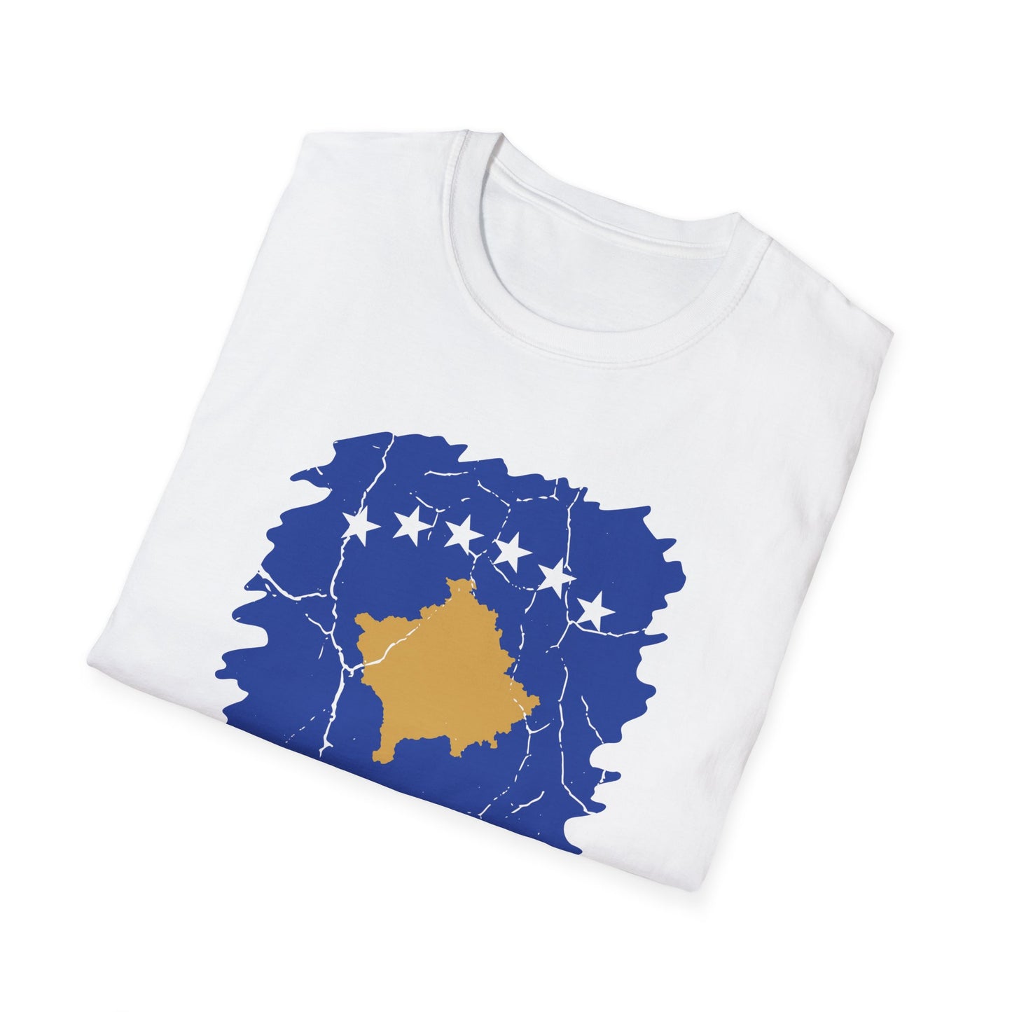 Distressed Kosovo Flag Map T-Shirt – Unisex Softstyle National Pride Tee