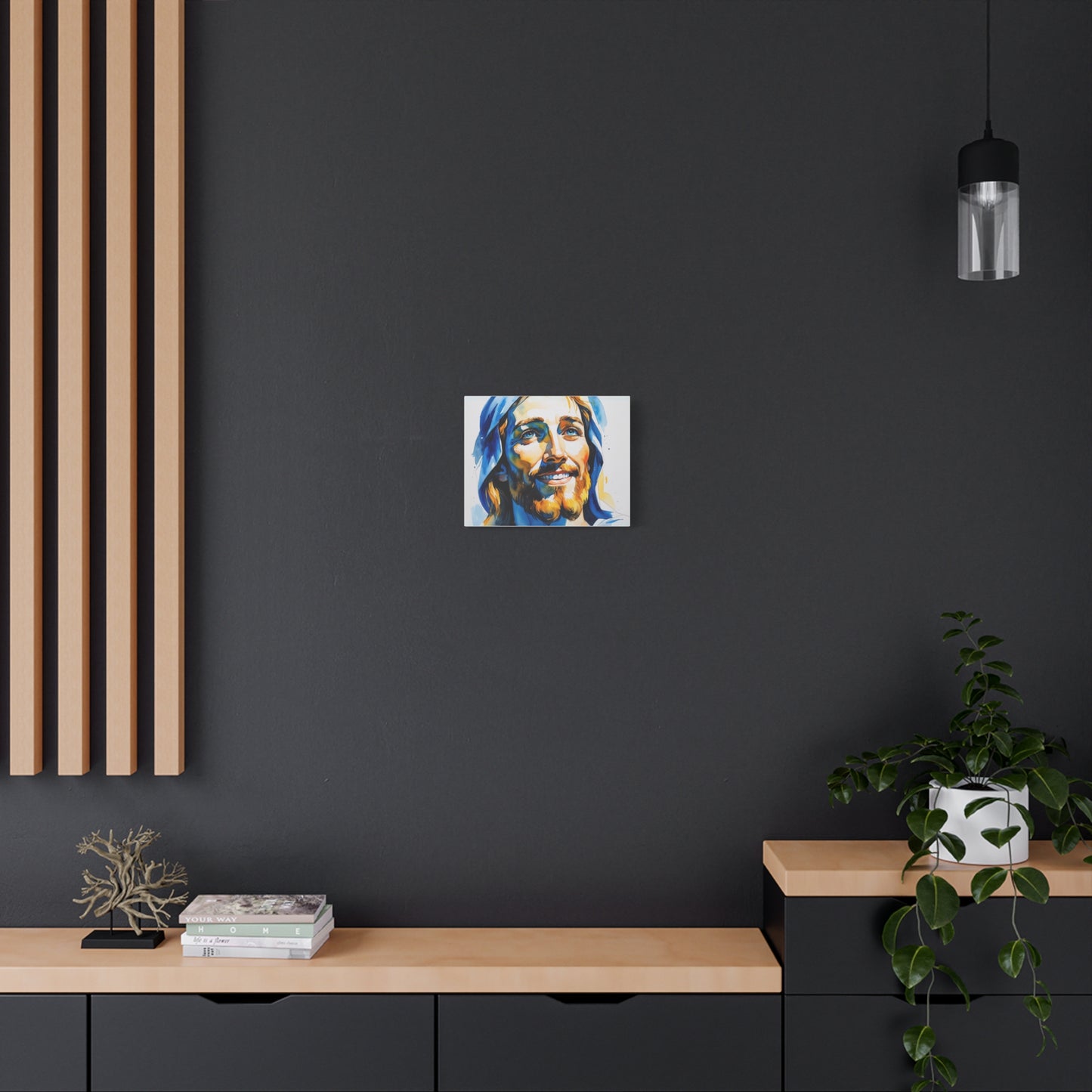 Joyful Light: Jesus Christ in Kosovo’s Colors – Watercolor Style Portrait Matte Canvas Wall Art