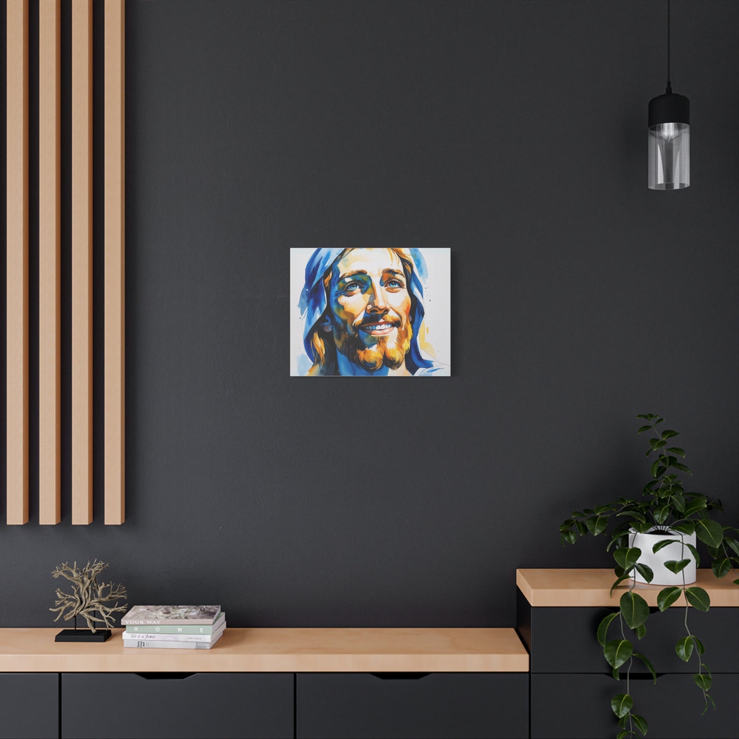 Joyful Light: Jesus Christ in Kosovo’s Colors – Watercolor Style Portrait Matte Canvas Wall Art