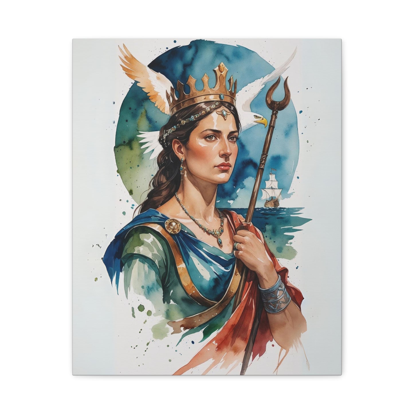 Queen Teuta of Illyria Watercolor Style Canvas | Historical Wall Art in Multiple Sizes