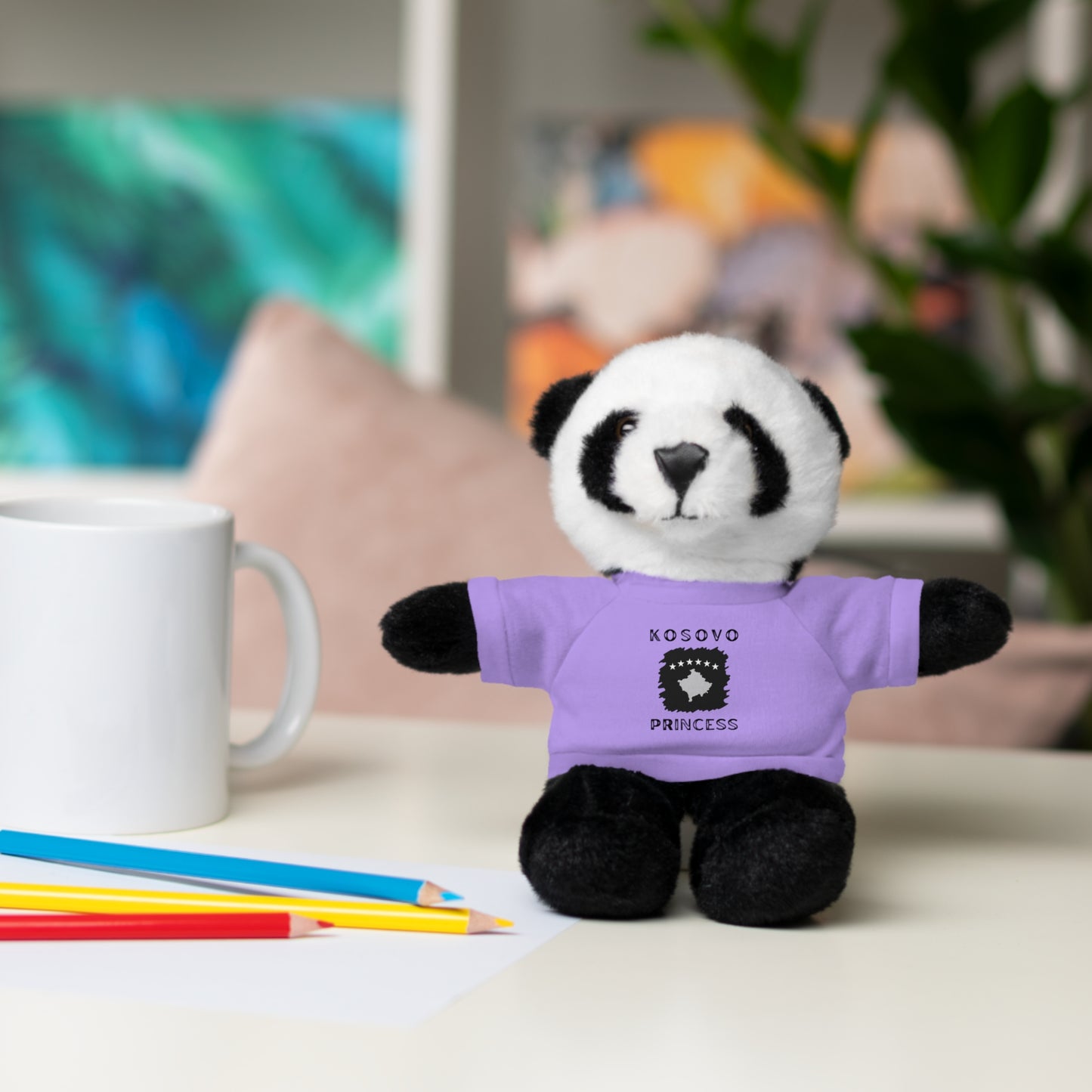 Kosovo Princess | 8" Plush Panda with Personalized Tee – Cute & Cuddly Gift for Kids & Toddlers