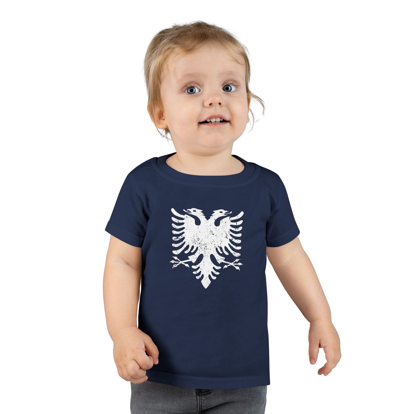 Toddler White Eagle Graphic Tee – Soft Cotton Shirt | Distressed Eagle Design for Boys & Girls, Heritage-Inspired Kidswear