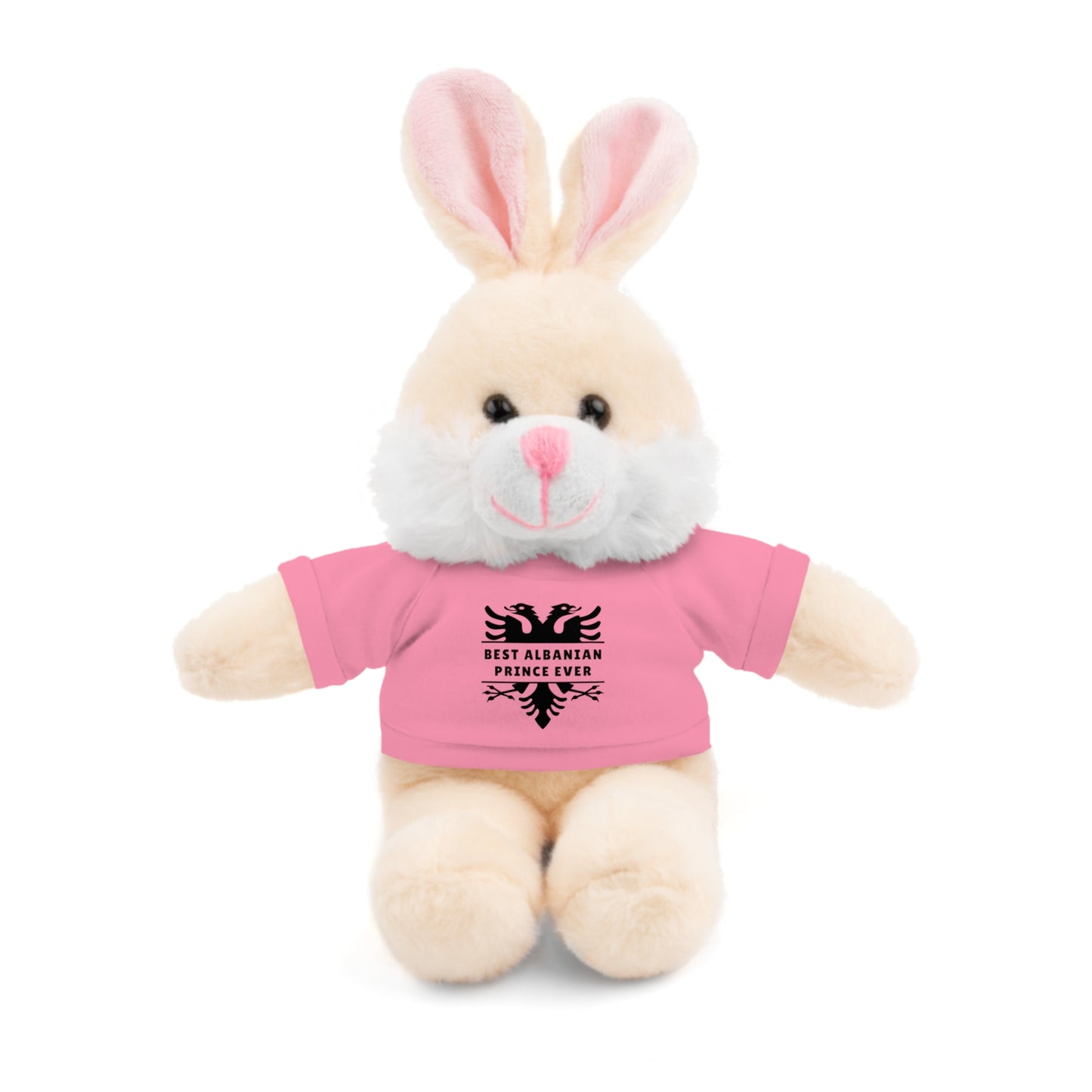 Best Albanian Prince Ever | Personalized 8" Plush Bunny | Multi-Color Custom Tee | Cute Gift for Kids