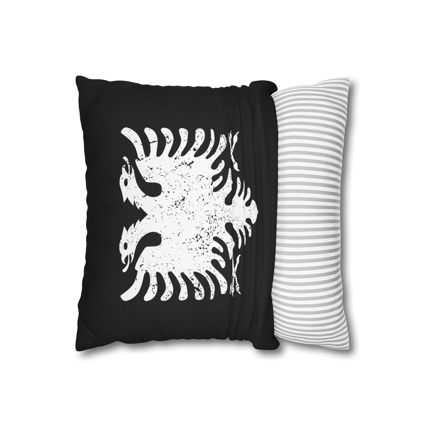 Modern Albanian Eagle Pillowcase – Black & White Distressed Design | Bold Ethnic Home Accent | Available in 4 Sizes