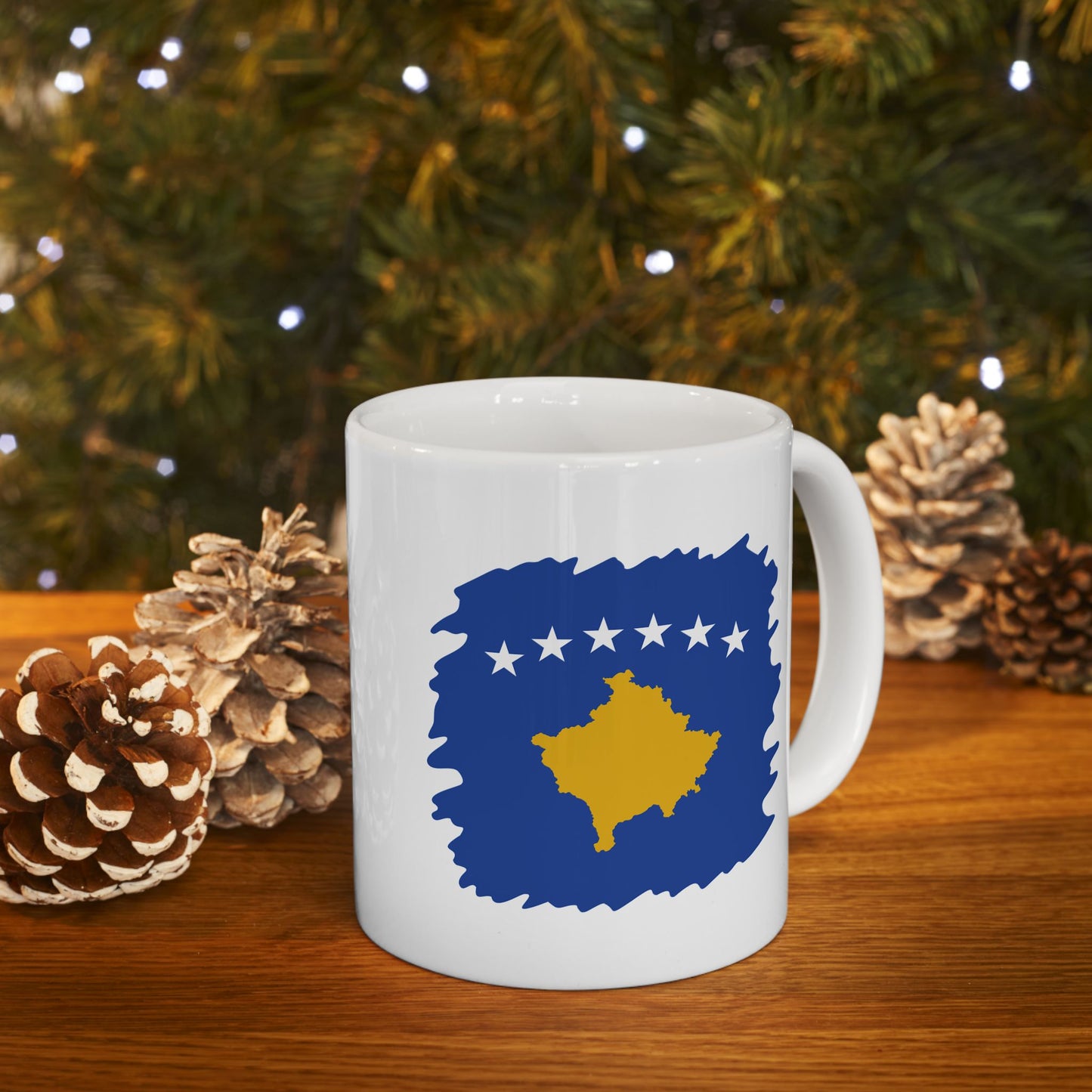 Kosovo Flag Ceramic Mug – Blue, Yellow & White Star Design | 11oz  | Perfect Gift for Home & Office