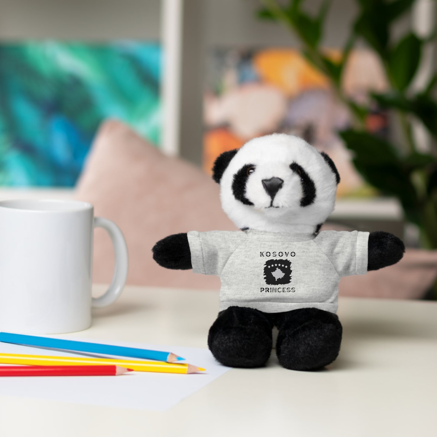Kosovo Princess | 8" Plush Panda with Personalized Tee – Cute & Cuddly Gift for Kids & Toddlers