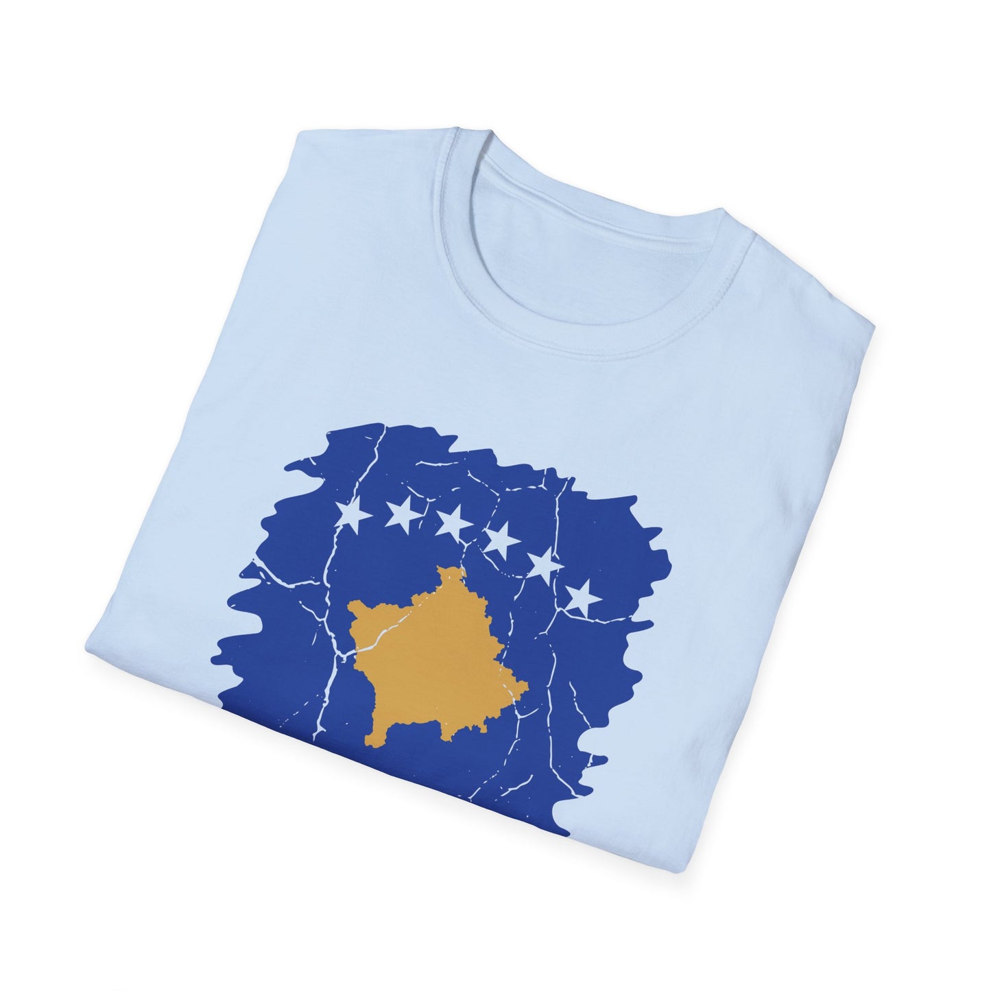 Distressed Kosovo Flag Map T-Shirt – Unisex Softstyle National Pride Tee