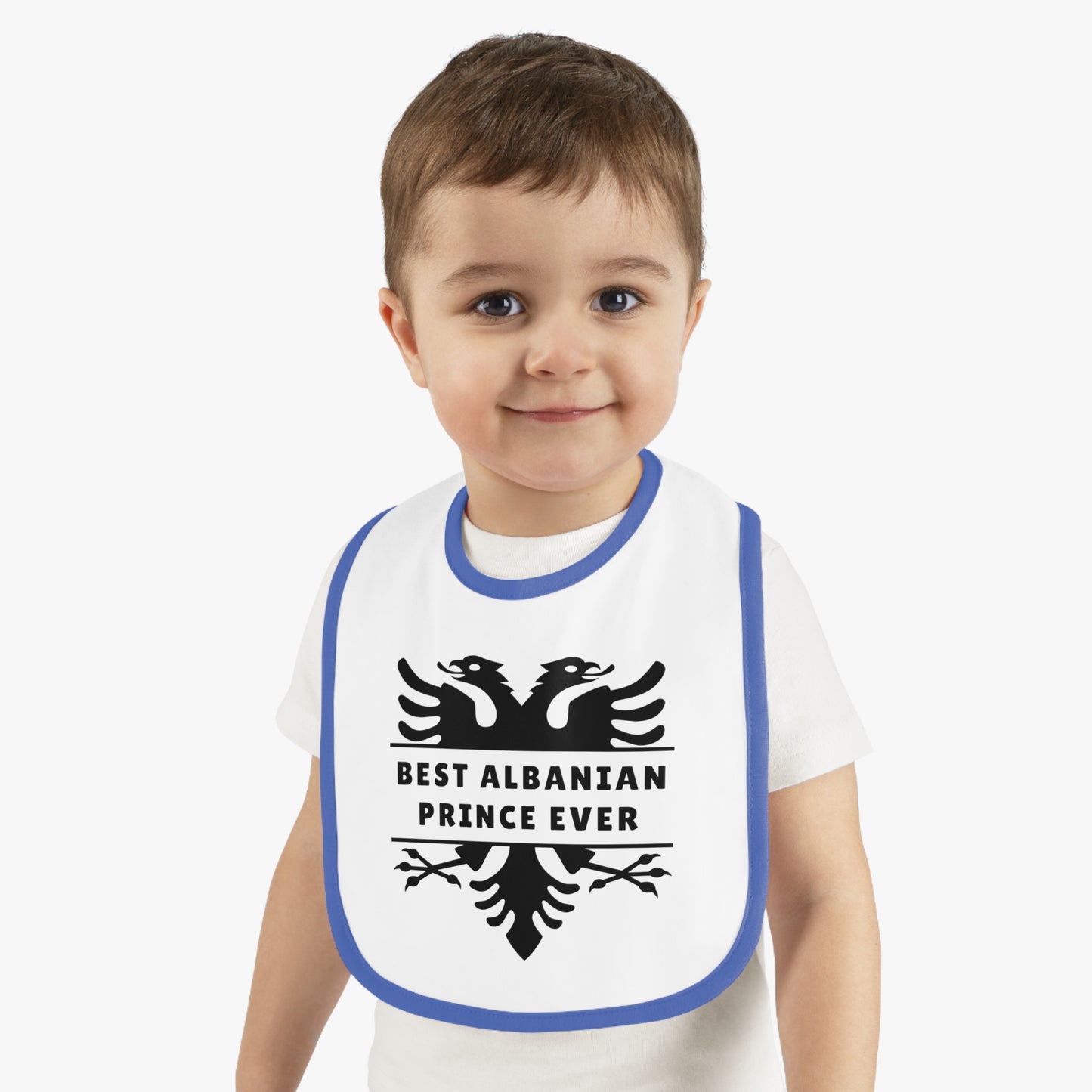 Best Albanian Prince Ever Baby Bib | Soft Contrast Trim Bib – Cute Gift for Newborns, Baby Showers & More