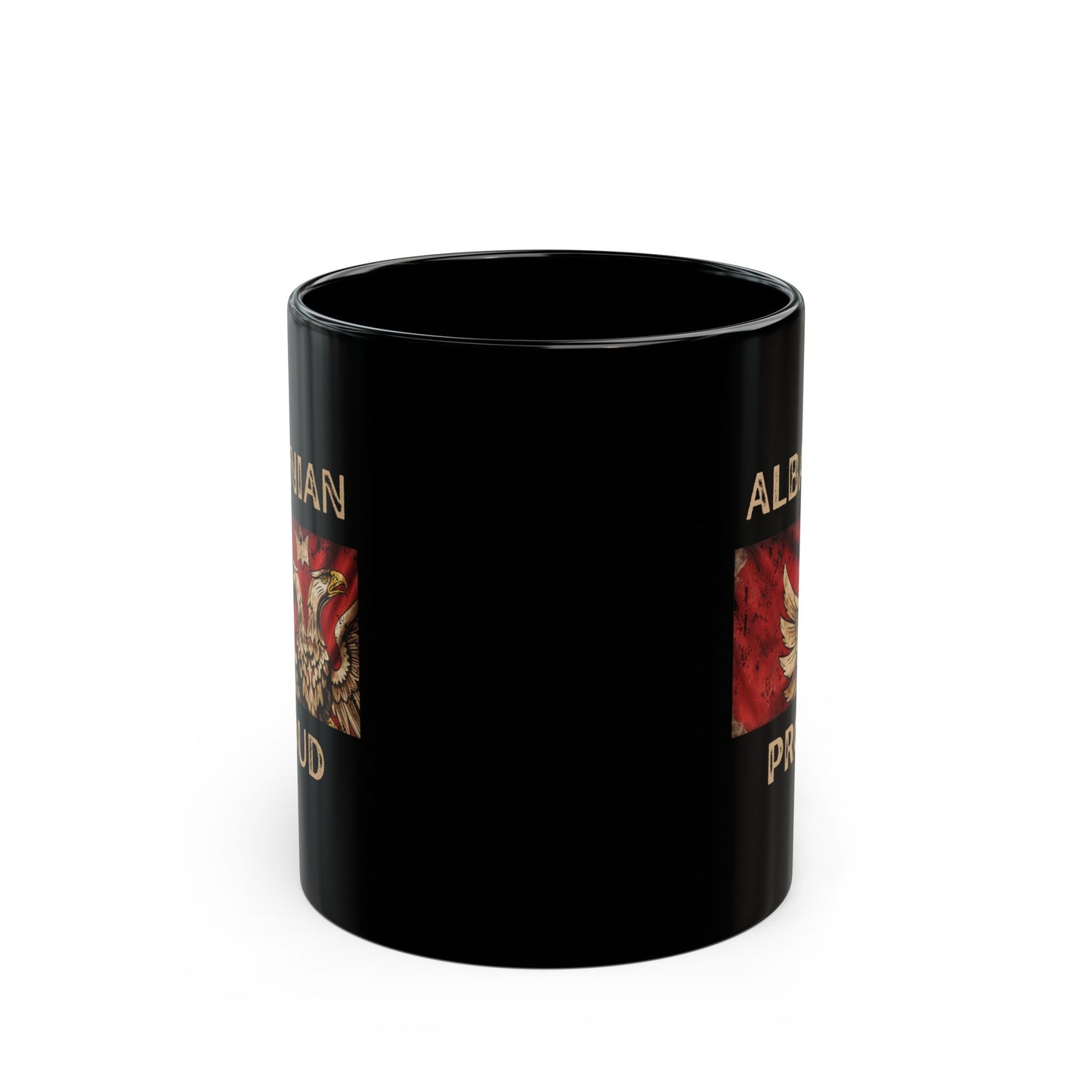 Albanian Proud Mug – Black 11oz Ceramic Coffee Cup | Celebrate Heritage & Culture with the Iconic Eagle Design