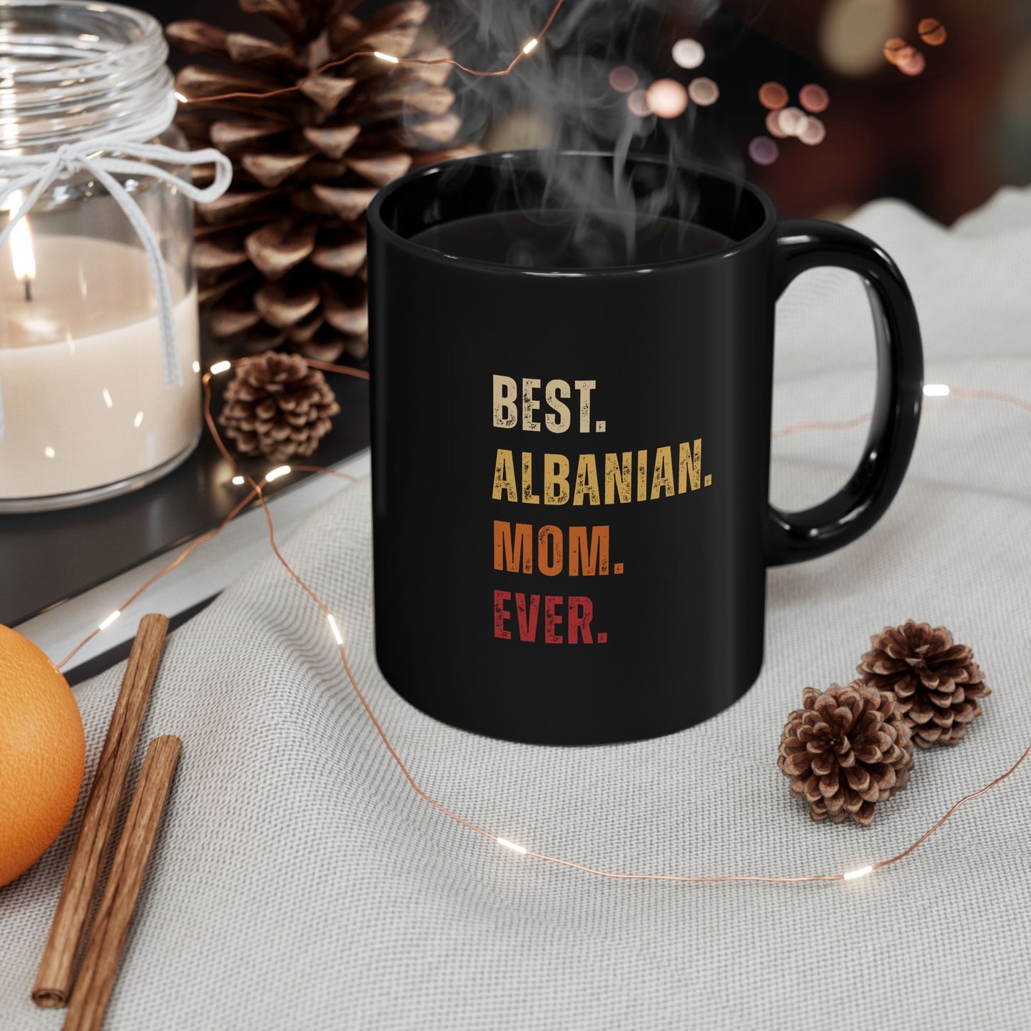 Best Albanian Mom Ever – Black Ceramic Mug | Perfect Gift for Mother’s Day, Birthdays & Everyday Love
