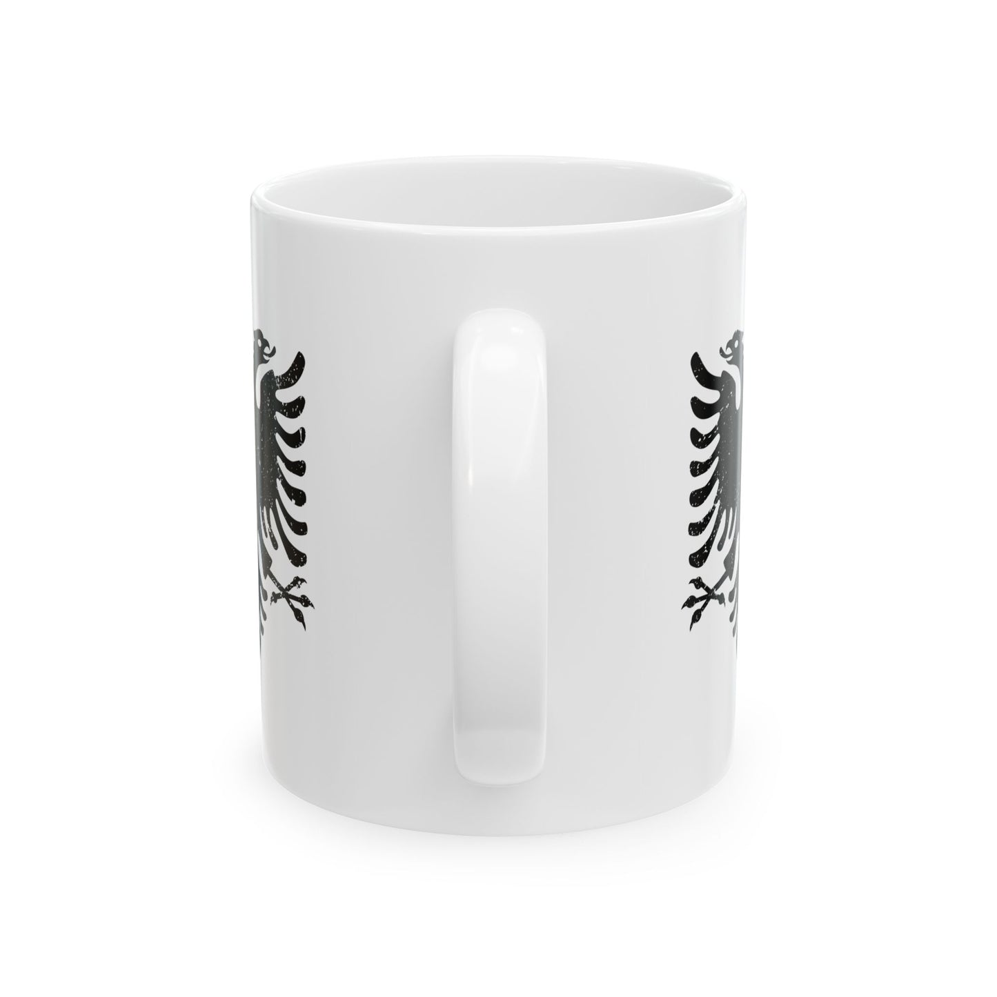 Artistic Black Eagle Ceramic Mug – 11oz & 15oz White Mug | Bold Albanian Gift for Coffee & Tea Lovers, Home & Kitchen Decor
