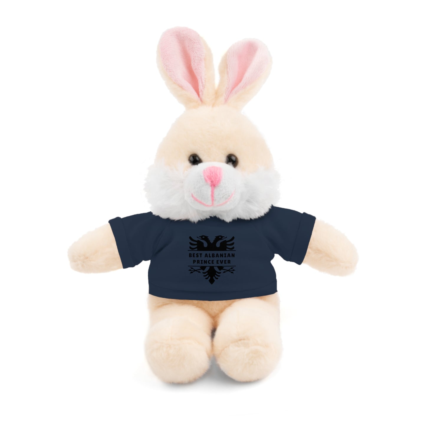Best Albanian Prince Ever | Personalized 8" Plush Bunny | Multi-Color Custom Tee | Cute Gift for Kids