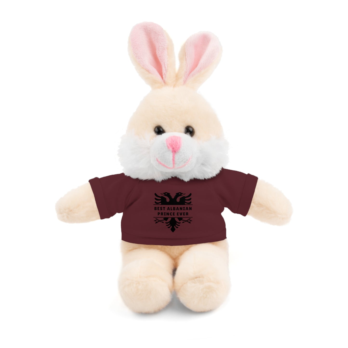 Best Albanian Prince Ever | Personalized 8" Plush Bunny | Multi-Color Custom Tee | Cute Gift for Kids