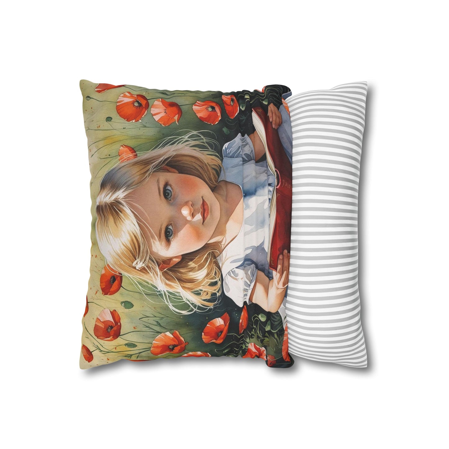 Blossoms of Albania – Red Poppies & Innocence | Artistic Watercolor Pillowcase in 4 Sizes
