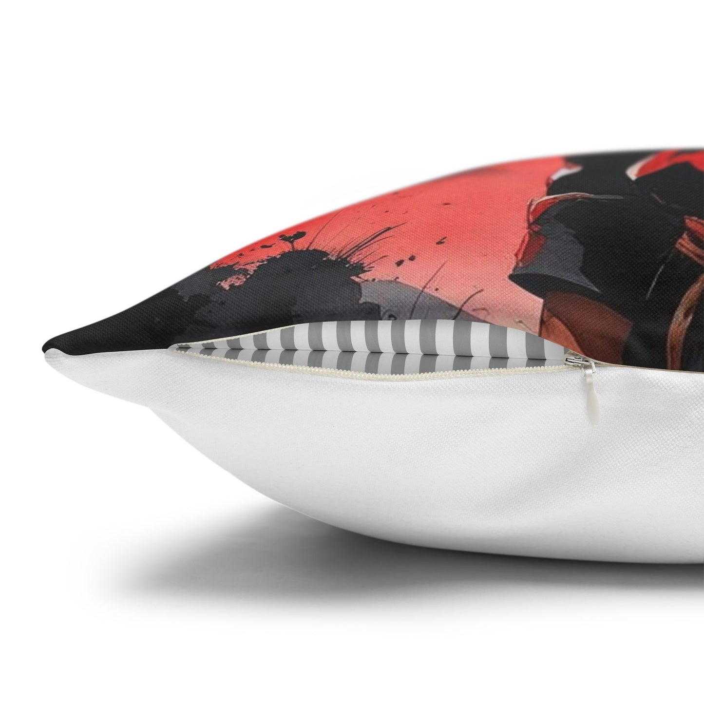 "Flamur at Dusk – Red & Black Albanian Shepherd Boy Pillowcase" | Watercolor Canvas-Style Cushion Cover in 4 Sizes (14”, 16”, 18”, 20”)