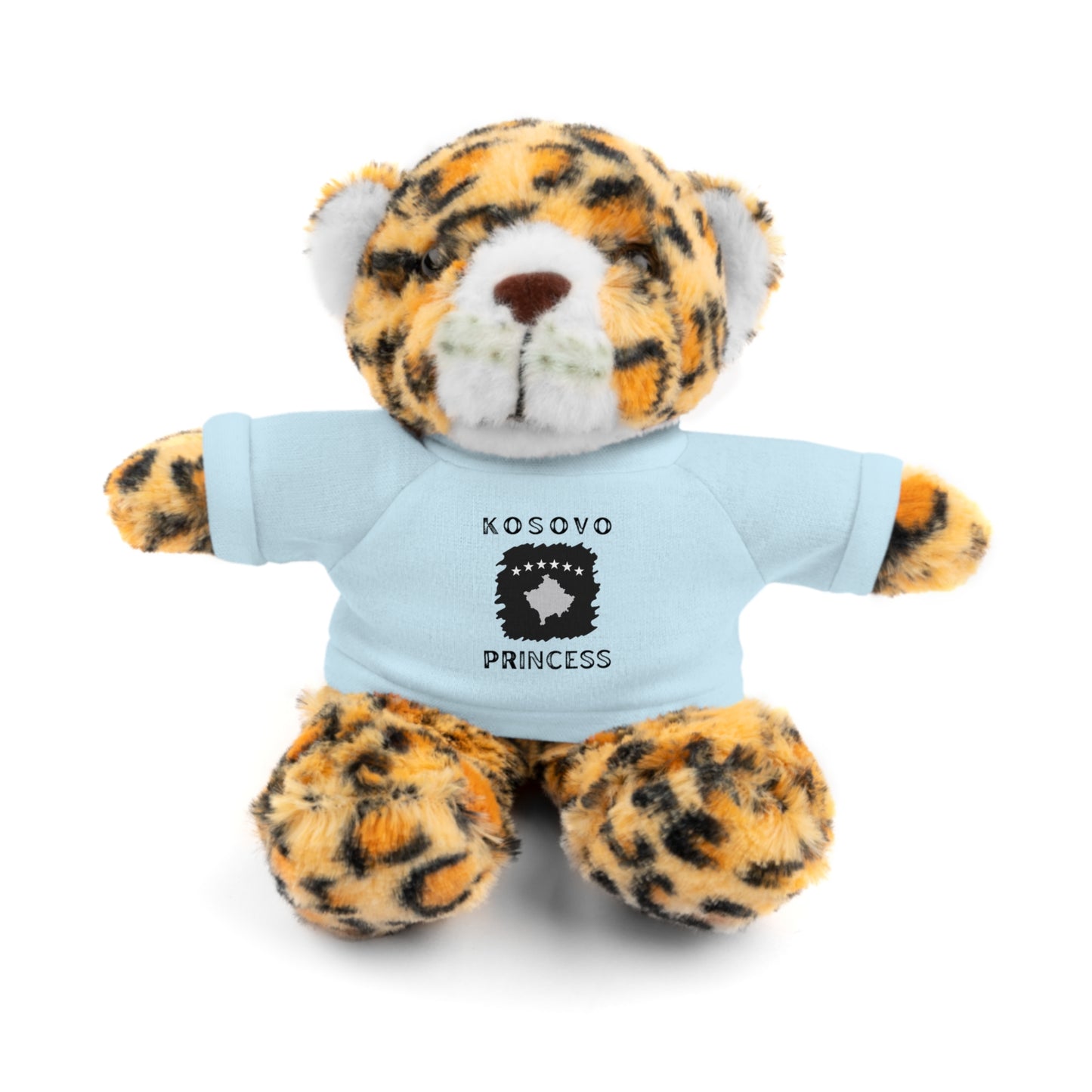 Kosovo Princess | 8" Plush Jaguar with Personalized Tee – Fierce & Cuddly Gift for Kids & Toddlers