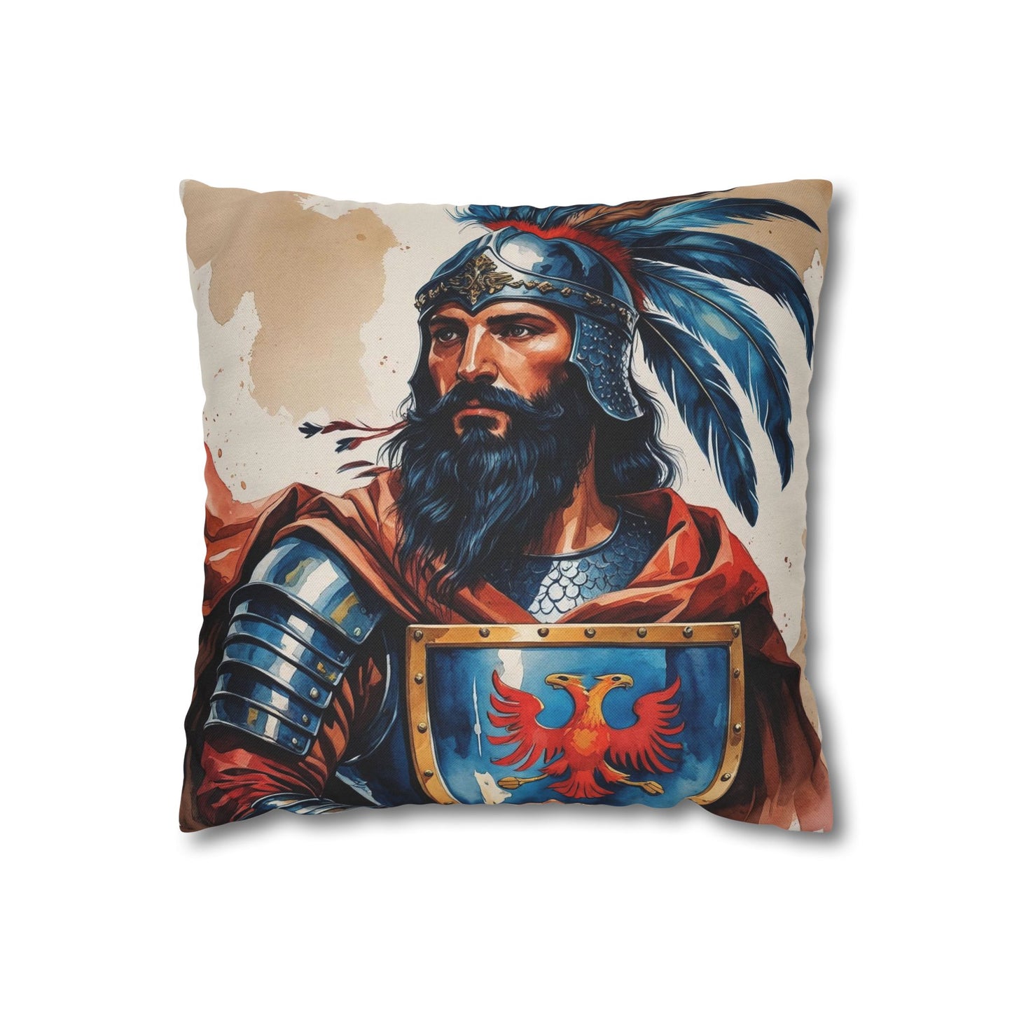 Scanderbeg Heroic Warrior Pillowcase – Medieval Elegance Meets Cultural Pride | Knight Home Decor | Fantasy-Inspired Gift for Men