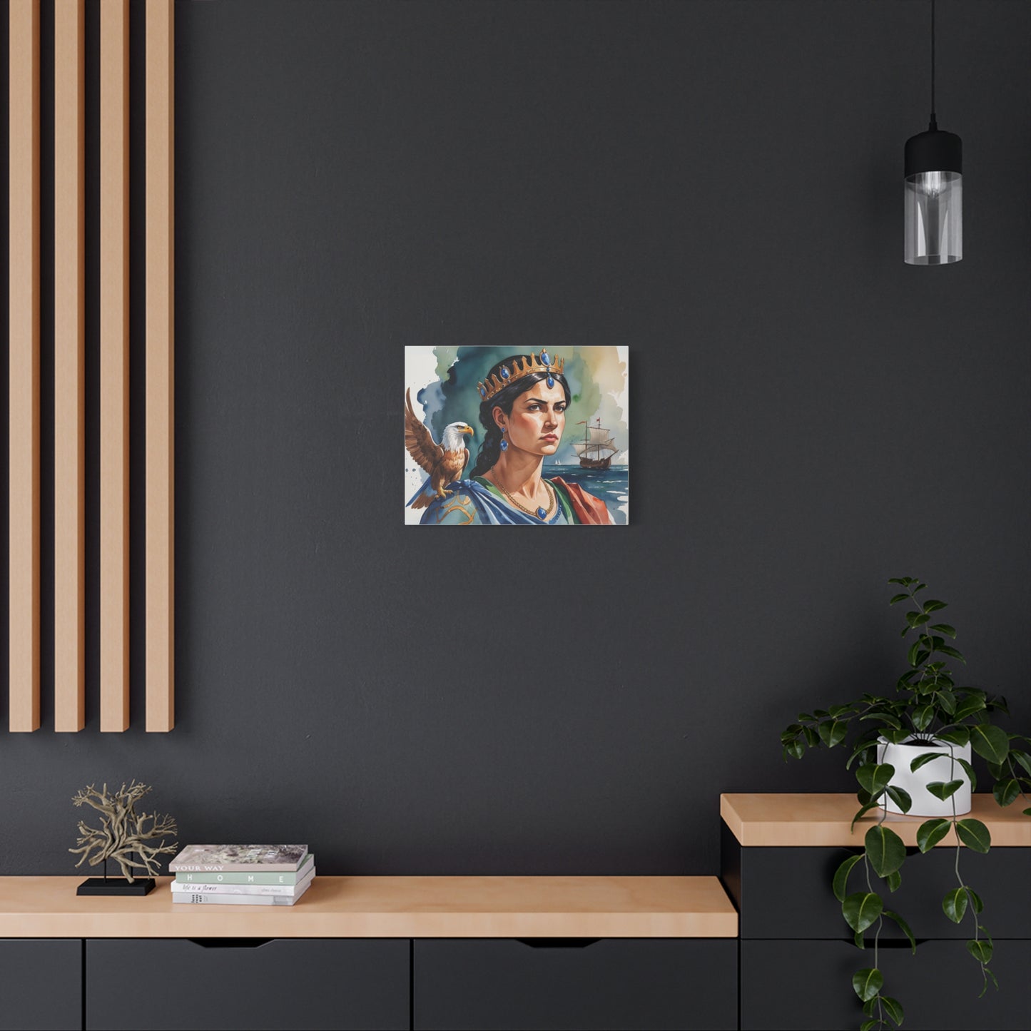 Teuta, Queen of Illyria – Watercolor style Portrait of a Regal Illyrian Leader with Albanian Eagle Symbol