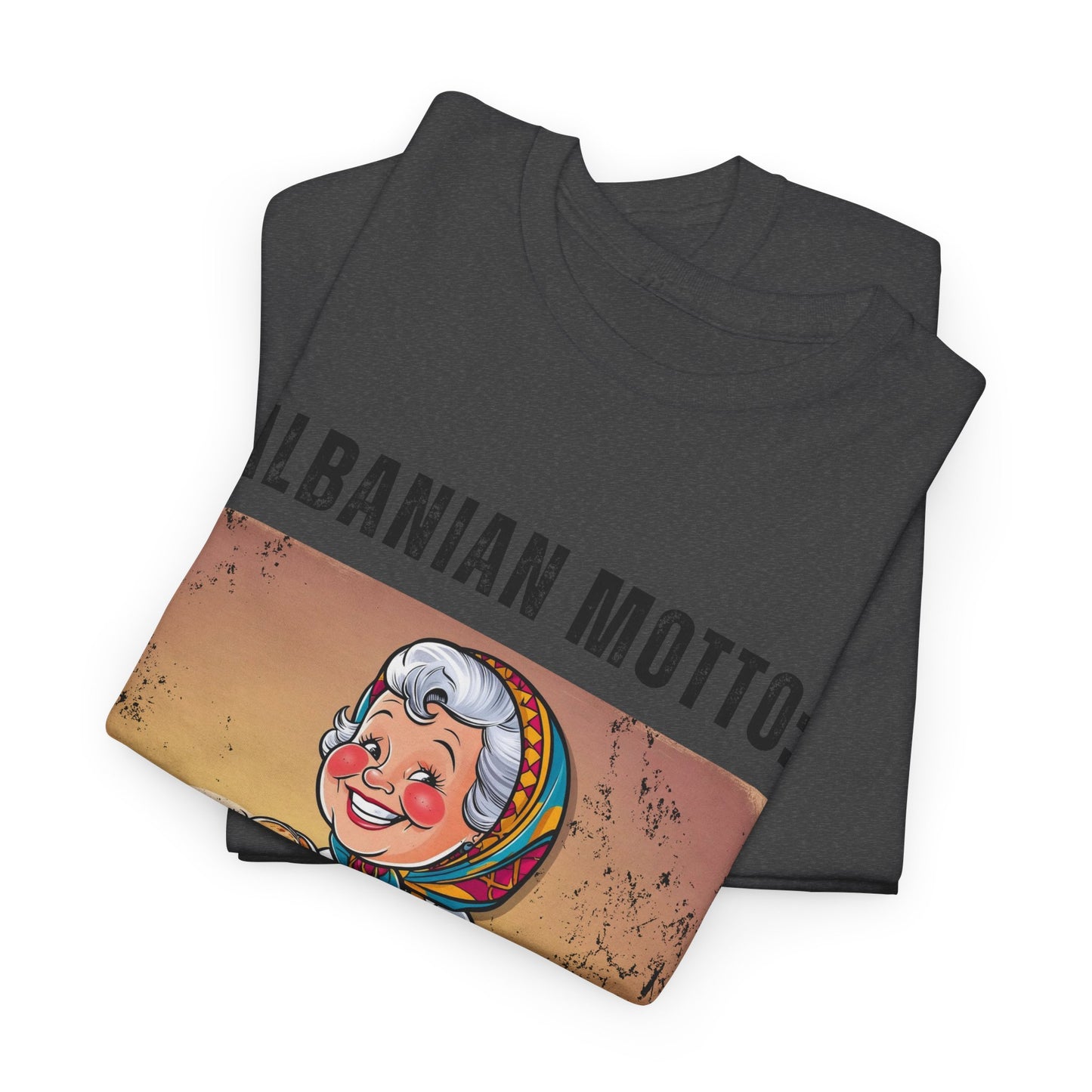 In Bread We Trust – Albanian Motto Tee | Unisex Heavy Cotton T-Shirt, Funny Cultural Gift & Foodie Apparel