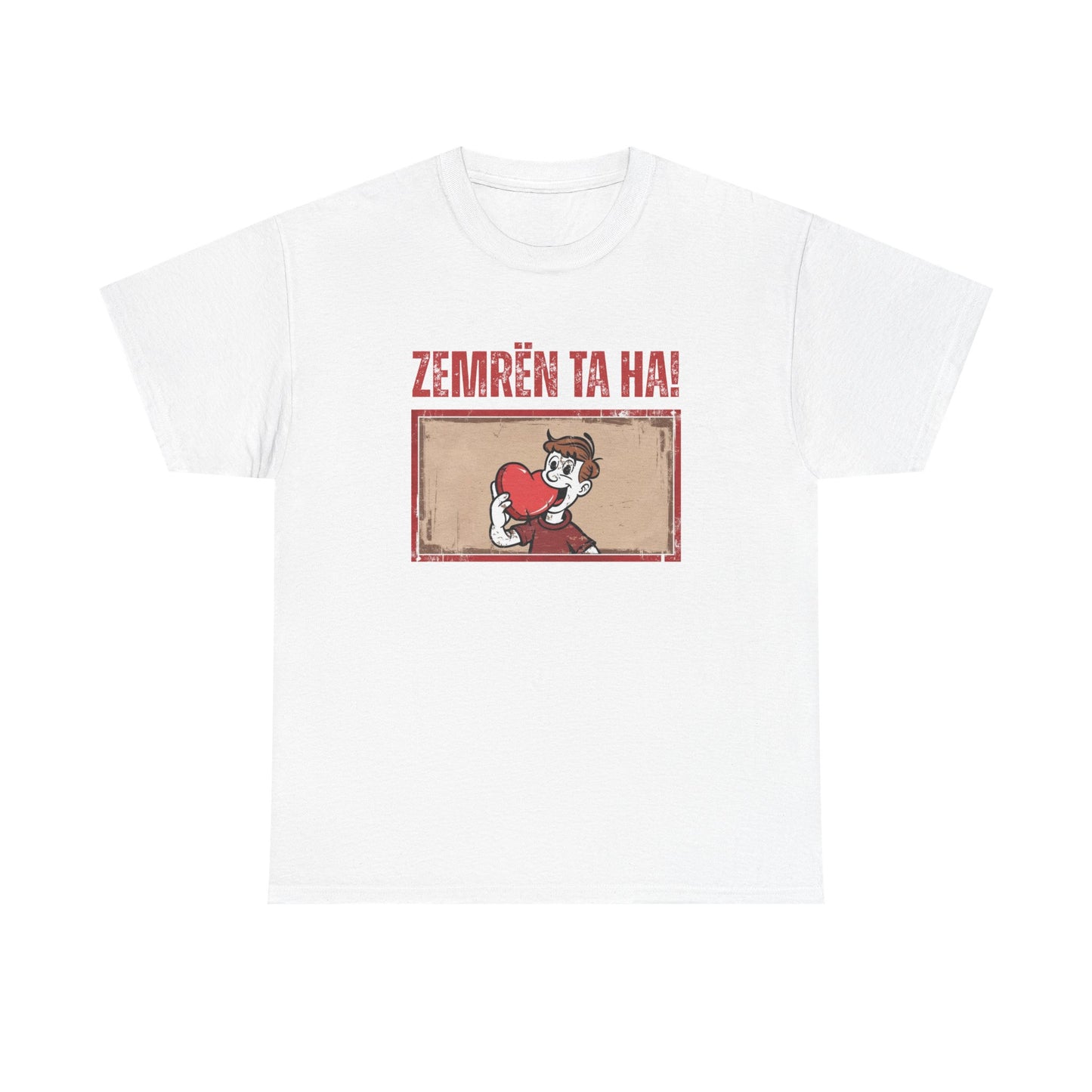 Zemrën Ta Ha! – Unisex Cartoon Heart Tee | Funny Albanian Graphic Shirt for Love, Laughs & Everyday Wear